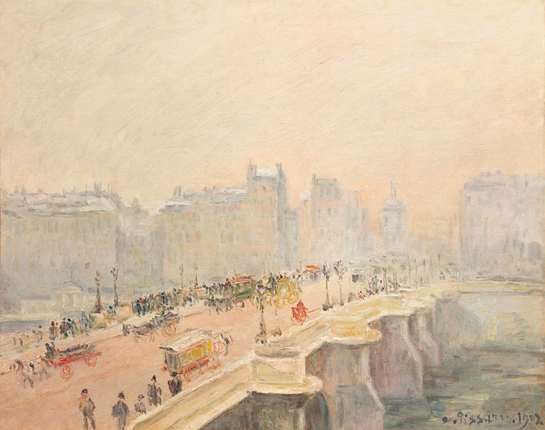 Camille Pissarro (1830-1903), Le Pont-Neuf, effet de neige et brouillard, 1902. 25¾ x 31⅞  in (65.6 x 81.1  cm). Estimate $1,000,000-1,500,000. This lot is offered in the Impressionist & Modern Art Evening Sale on 13 November 2017  at Christie’s in New York