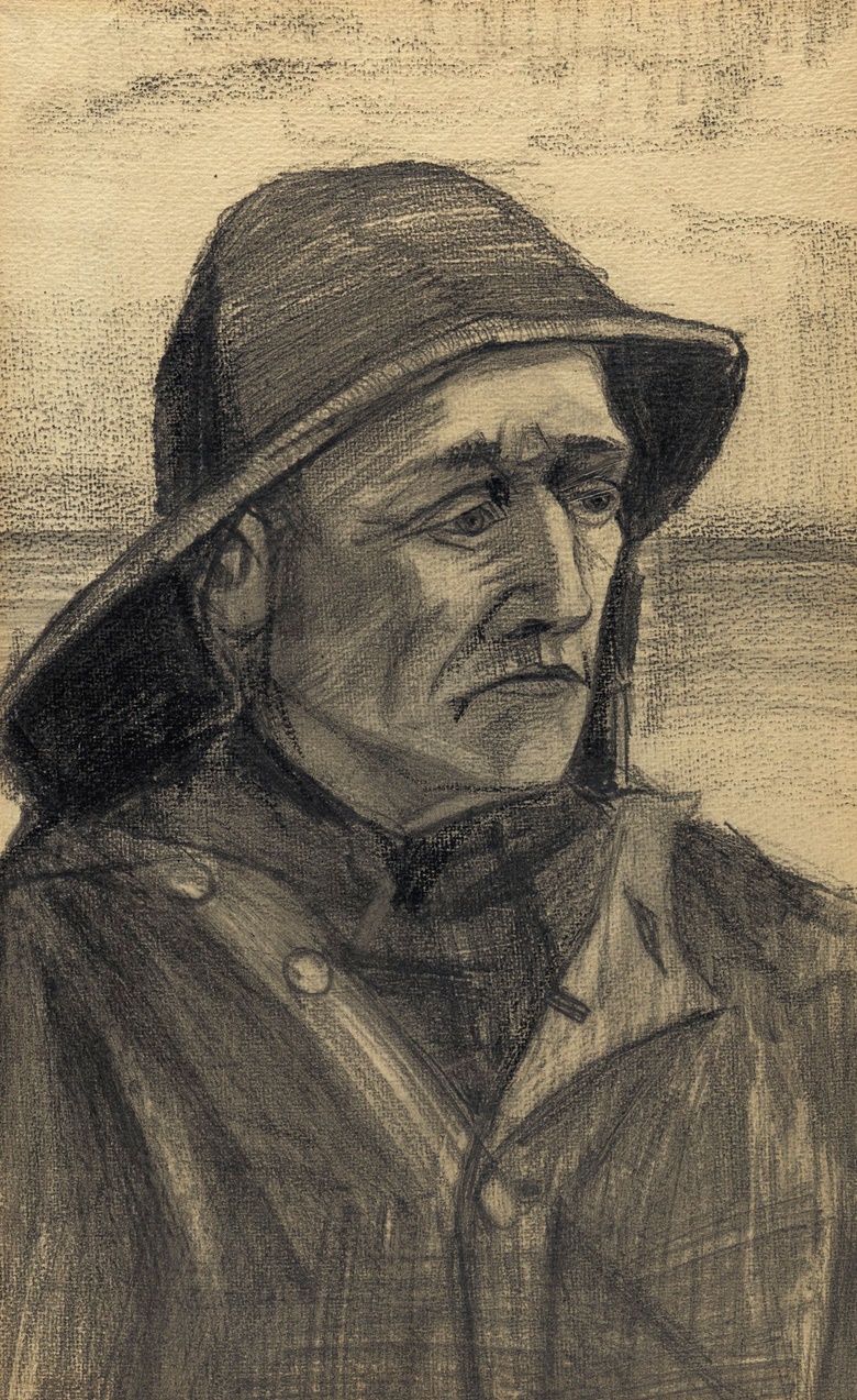 Vincent Van Gogh (1853-1890), Hoofd van een visser, driekwart naar rechts gekeerd, 1883. 17⅜ x 11  in (44 x 27.5  cm). Estimate $500,000-700,000. This lot is offered in the Impressionist and Modern Art Works on Paper Sale on 14 November 2017  at Christie’s in New York