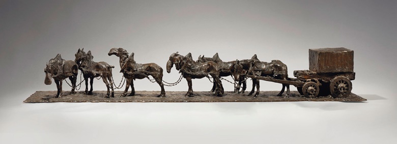 Rembrandt Bugatti (1884-1916), Dix minutes de repos ou Le grand fardier, conceived in 1905 and cast in 1906; this bronze is unique. Bronze with brown patina. Height 15¾ in (40 cm), length 102⅜ in (260 cm). Sold for $1,152,500 on 14 November 2017 at Christies in New York