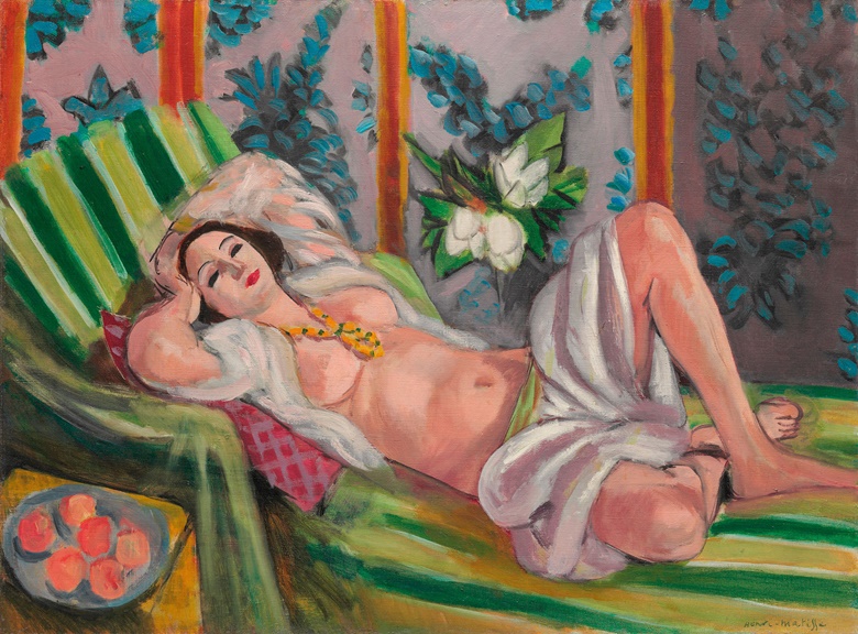 Henri Matisse (1869-1954), Odalisque couchée aux magnolias, painted in Nice, 1923. 23¾ x 31⅞  in (60.5 x 81.1  cm). Estimate on request. This lot is offered in The Collection of David and Peggy Rockefeller 19th & 20th Century Art, Evening Sale on 8 May at Christie’s in New York © Succession H. Matisse DACS 2018