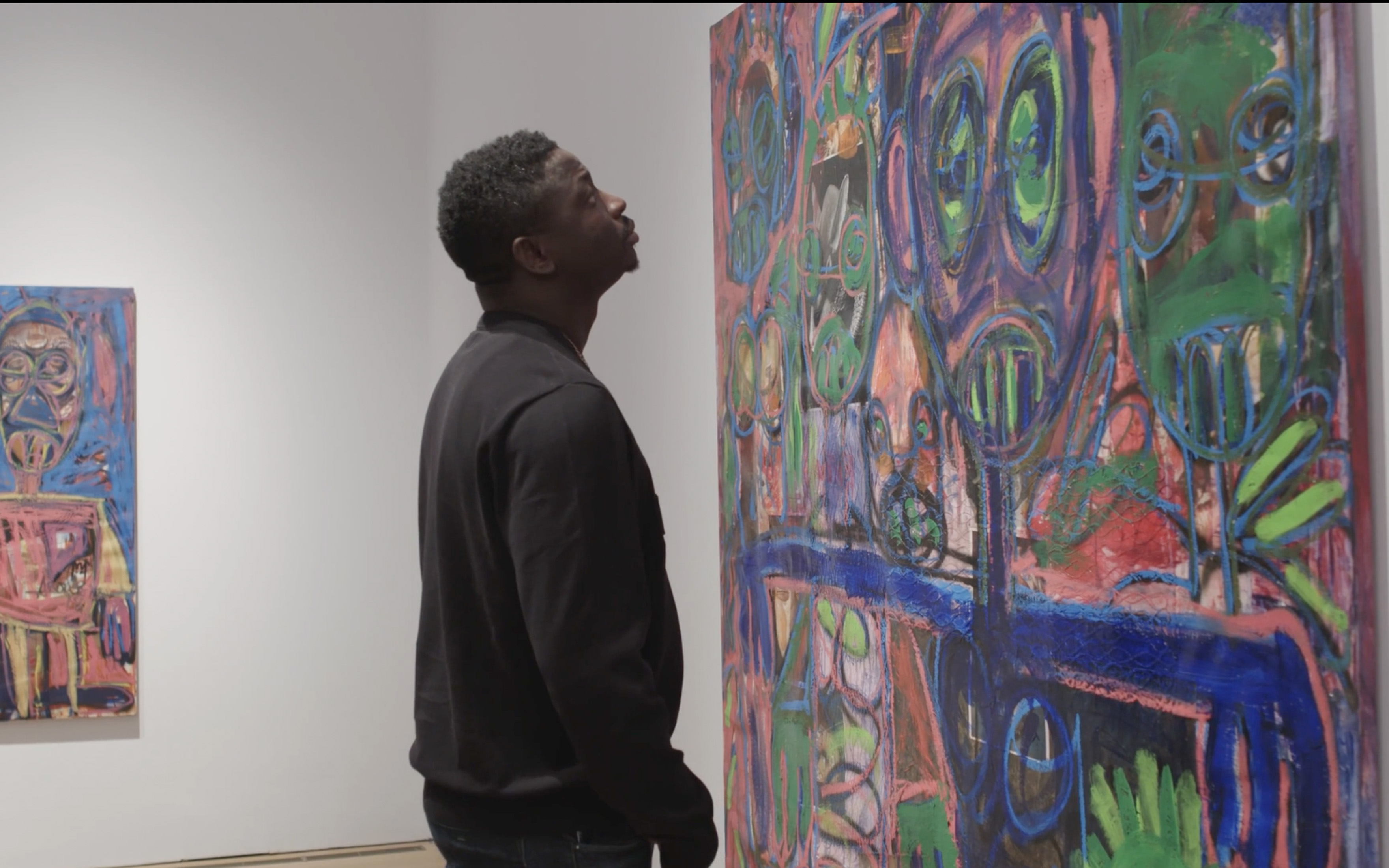 Abdoulaye Diarrassouba, the Ivorian contemporary artist known as Aboudia, in his New York studio