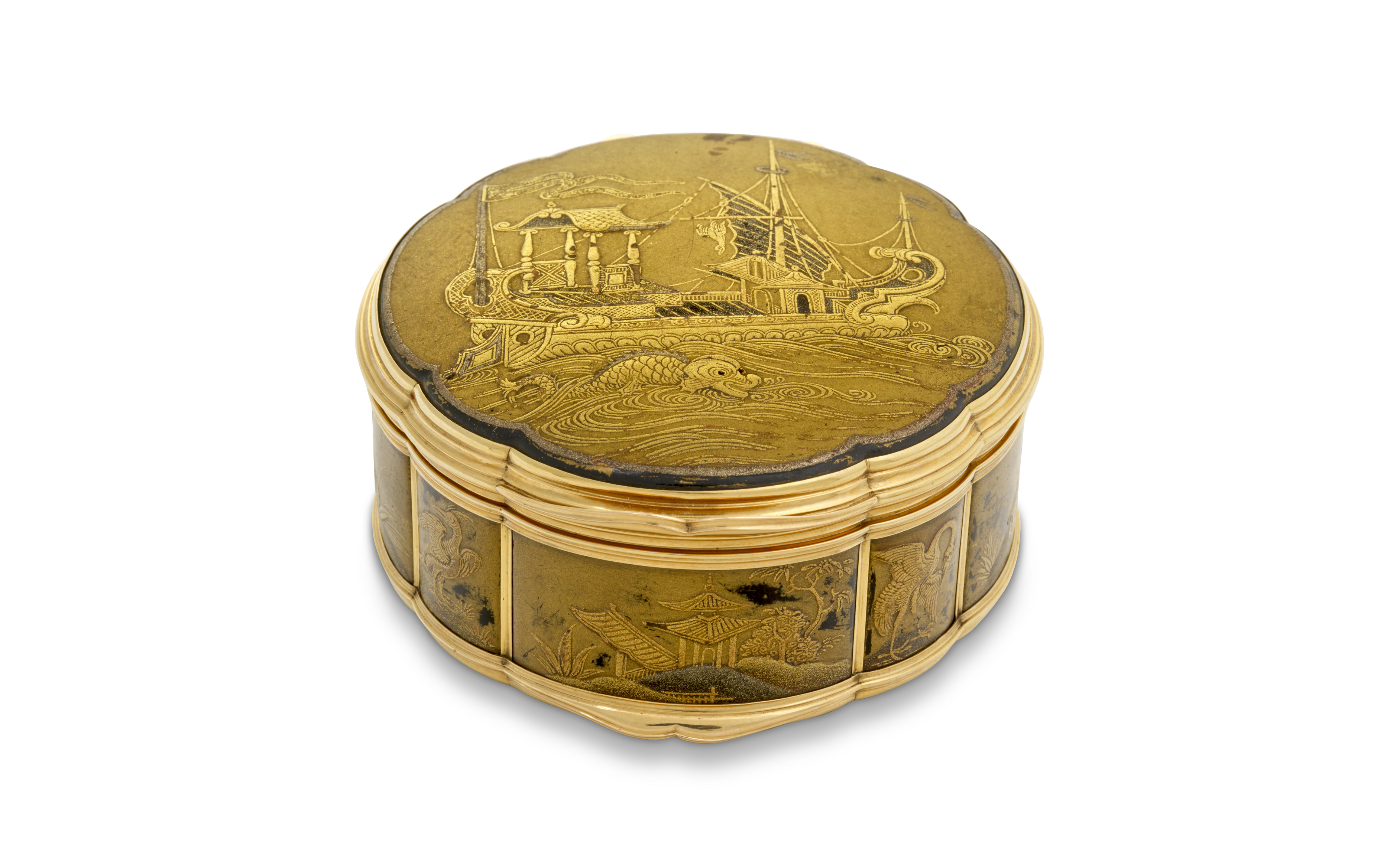 An Important Louis XV lacquer and gold-cagework snuff-box by Daniel Gouers (also known as Govaers), Paris, 1732-33, offered in Collection Bayreuth: Gold Boxes, 9-22 November 2023 at Christie's Online