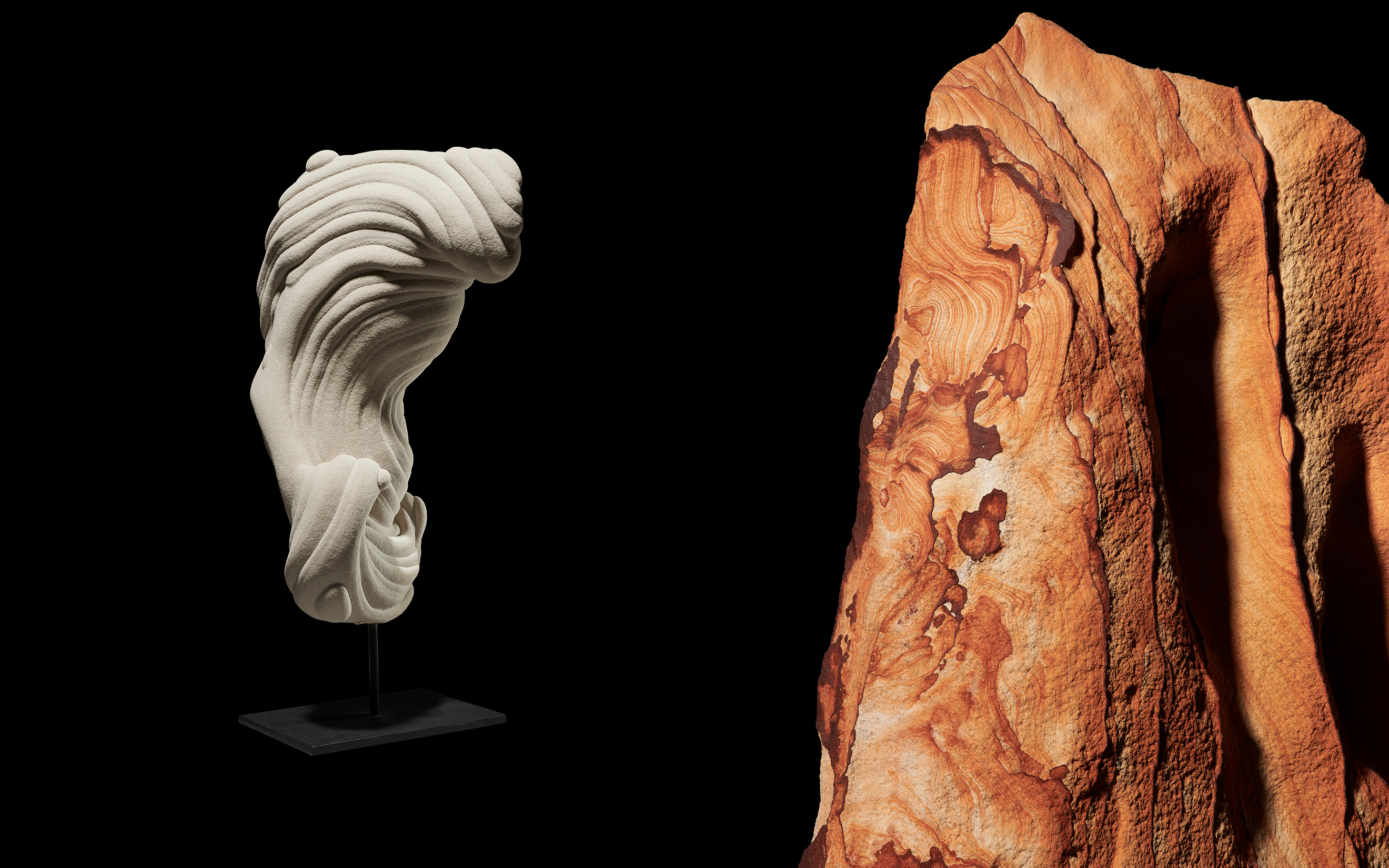 Left, a gogotte formation, Fontainebleau, France, sold for £6,930. Right, a specimen of picture sandstone, Kanab, Utah, USA, sold for £1,134. Both sold on 24 May 2023 at Christie’s Online