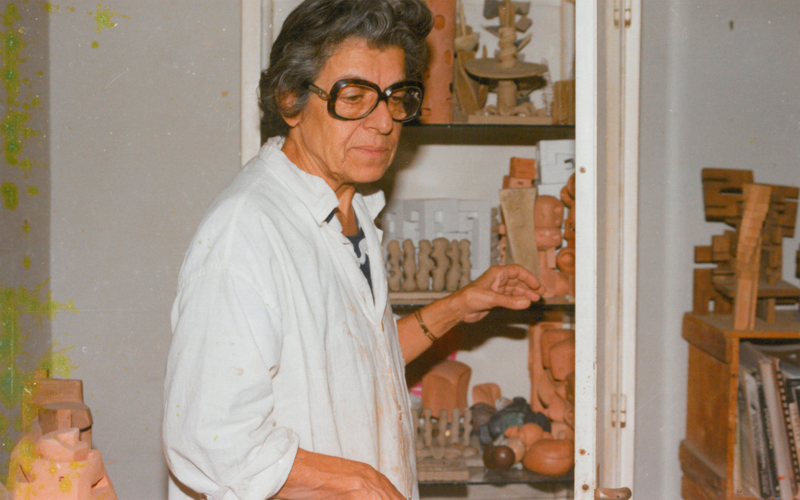 Lebanese artist Saloua Raouda Choucair in her studio, Beirut, 1976-77
