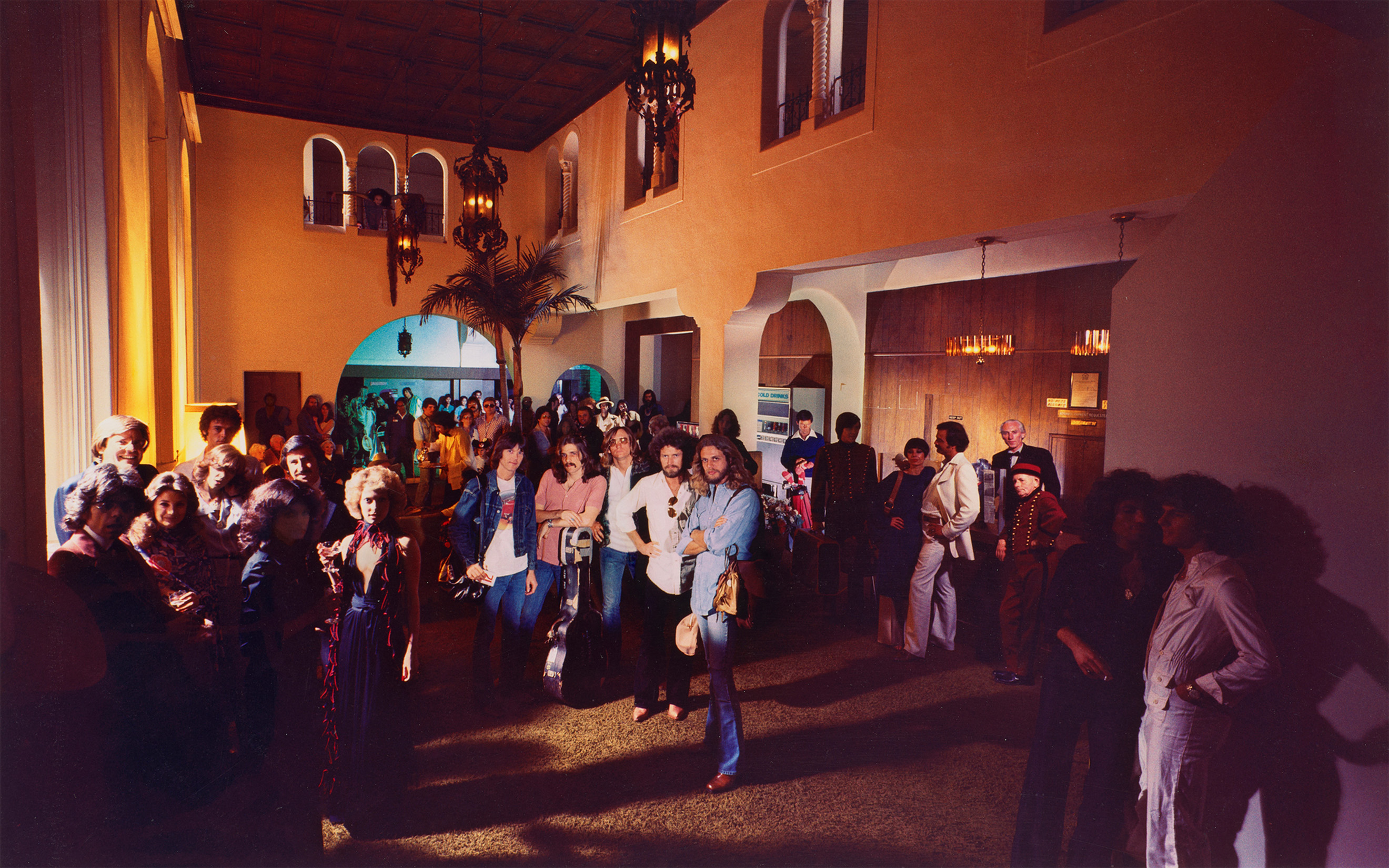 A detail of the inner gatefold of the Eagles' Hotel California, 1976, photographed by David Alexander with graphics and art direction by John Kosh. The original dye transfer artwork for the cover, back cover and inner gatefold is offered in Groundbreakers: Icons of our Time on 11 December 2025 at Christie's in London