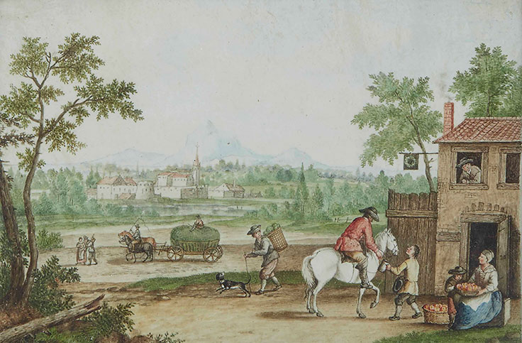 archduchess-marie-antoinette-of-austria-1755-1793-landscape-with-a-tavern-pencil-pen-and-and-brown-ink-watercolour-dated-1865
