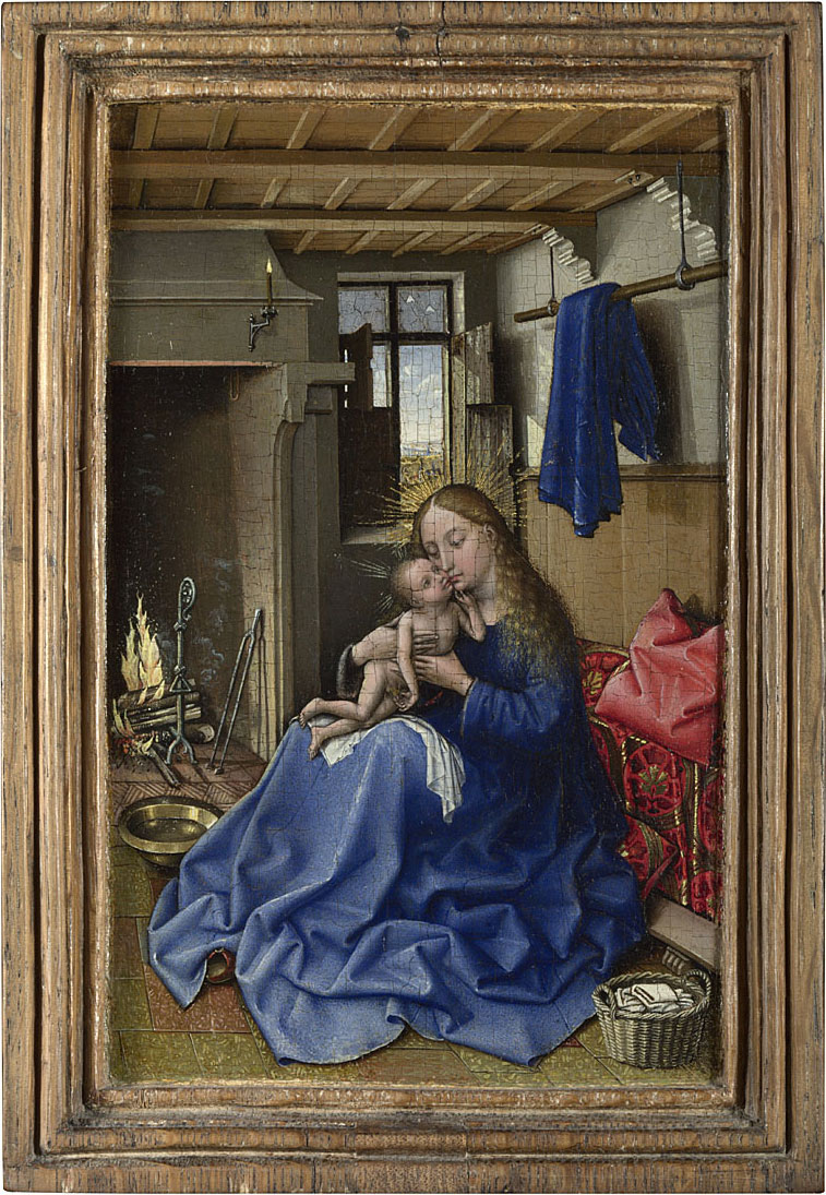 Workshop of Robert Campin (Jacques Daret?), The Virgin and Child in an Interior, before 1432. Oil on oak. Photograph © The National Gallery, London.