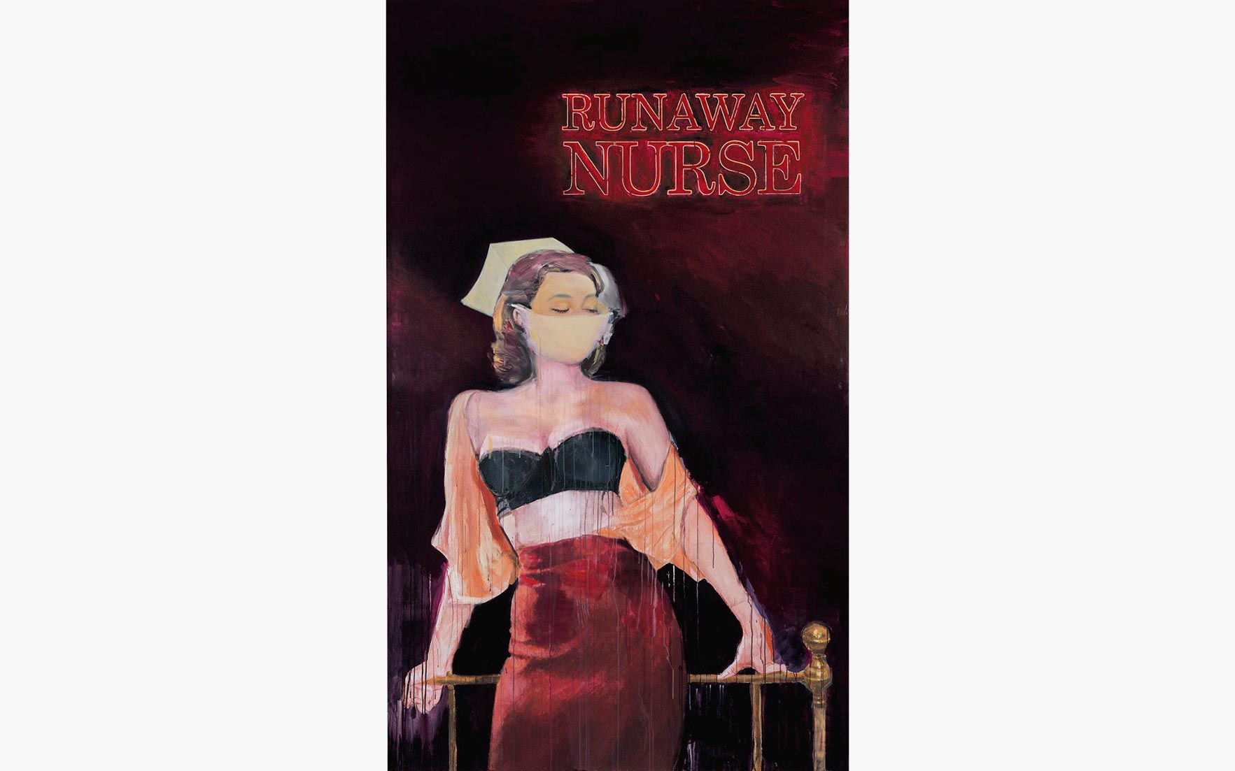 Richard Prince (b. 1949), Runaway Nurse, 2007. Inkjet and acrylic on canvas. 110 1/4 x 66 in. (280 x 167.6 cm.) Estimate: $7,000,000–10,000,000. This work is offered in the Post-War and Contemporary Art Evening Sale at Christie’s New York on 10 May