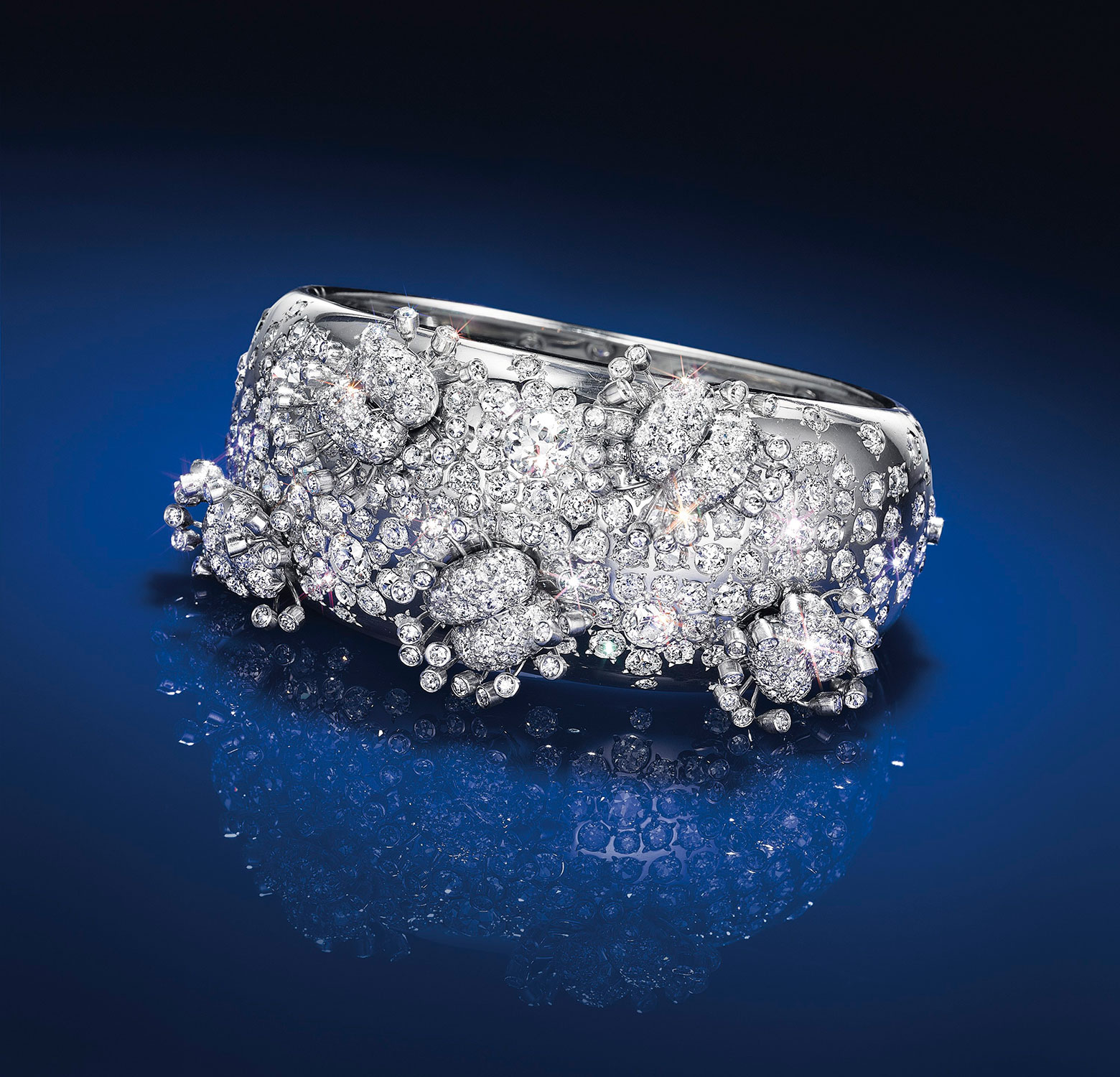 A diamond bangle bracelet, by Jean Schlumberger. Estimate: $30,000&ndash;50,000. This piece is offered in Magnificent Jewels &amp; the Jubilee Ruby on 20 April at Christie&rsquo;s New York