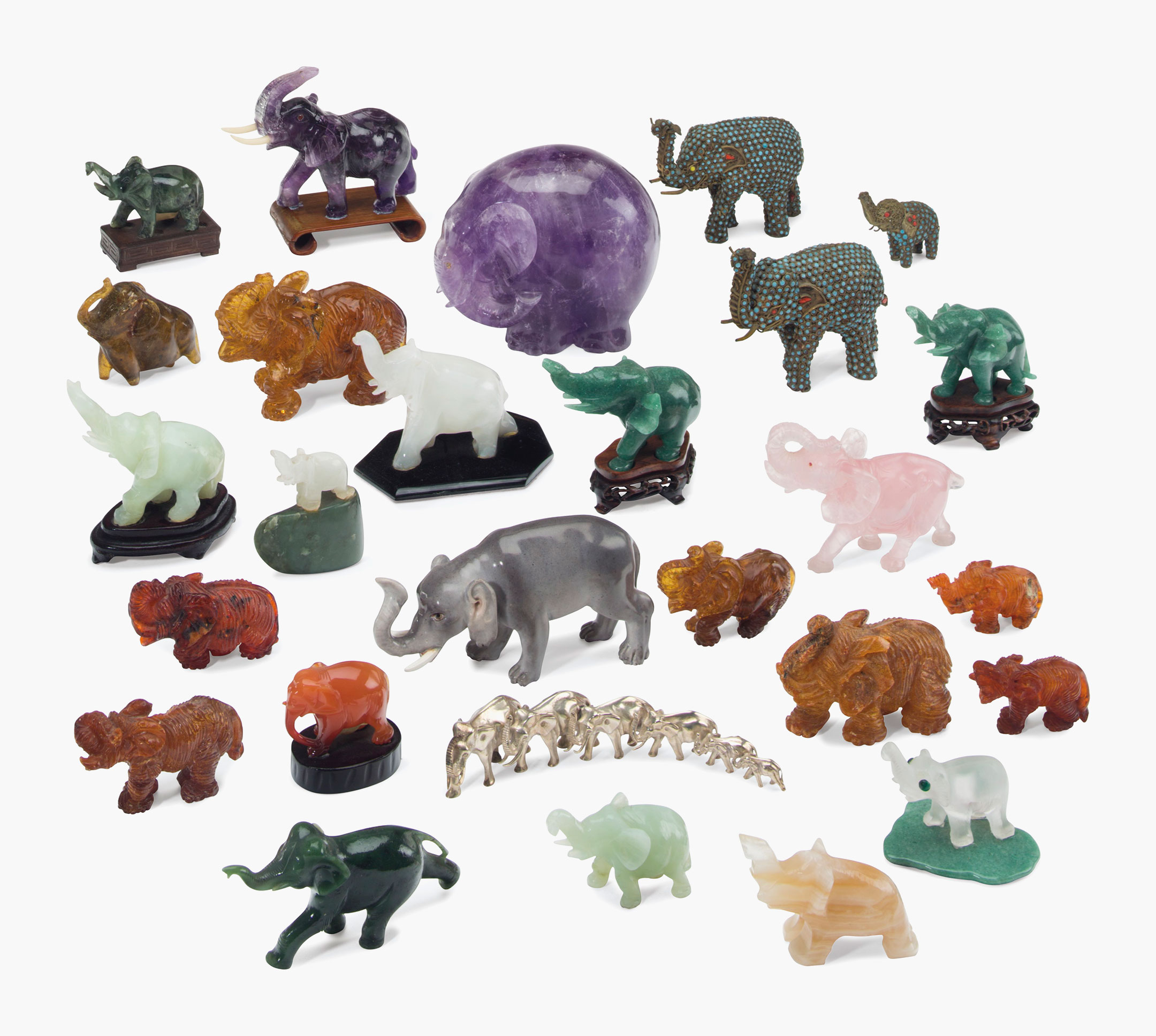 Mrs. Reagan’s collection of 27 models of elephants, 20th century. Each variously modelled from a variety of materials, some on wooden bases, most with green inventory labels. 5 ¾ in (13.3 cm) long, the largest. Estimate: $1,000-2,000. This lot is offered in the Private Collection of President and Mrs. Ronald Reagan on 21-22 September at Christie’s New York