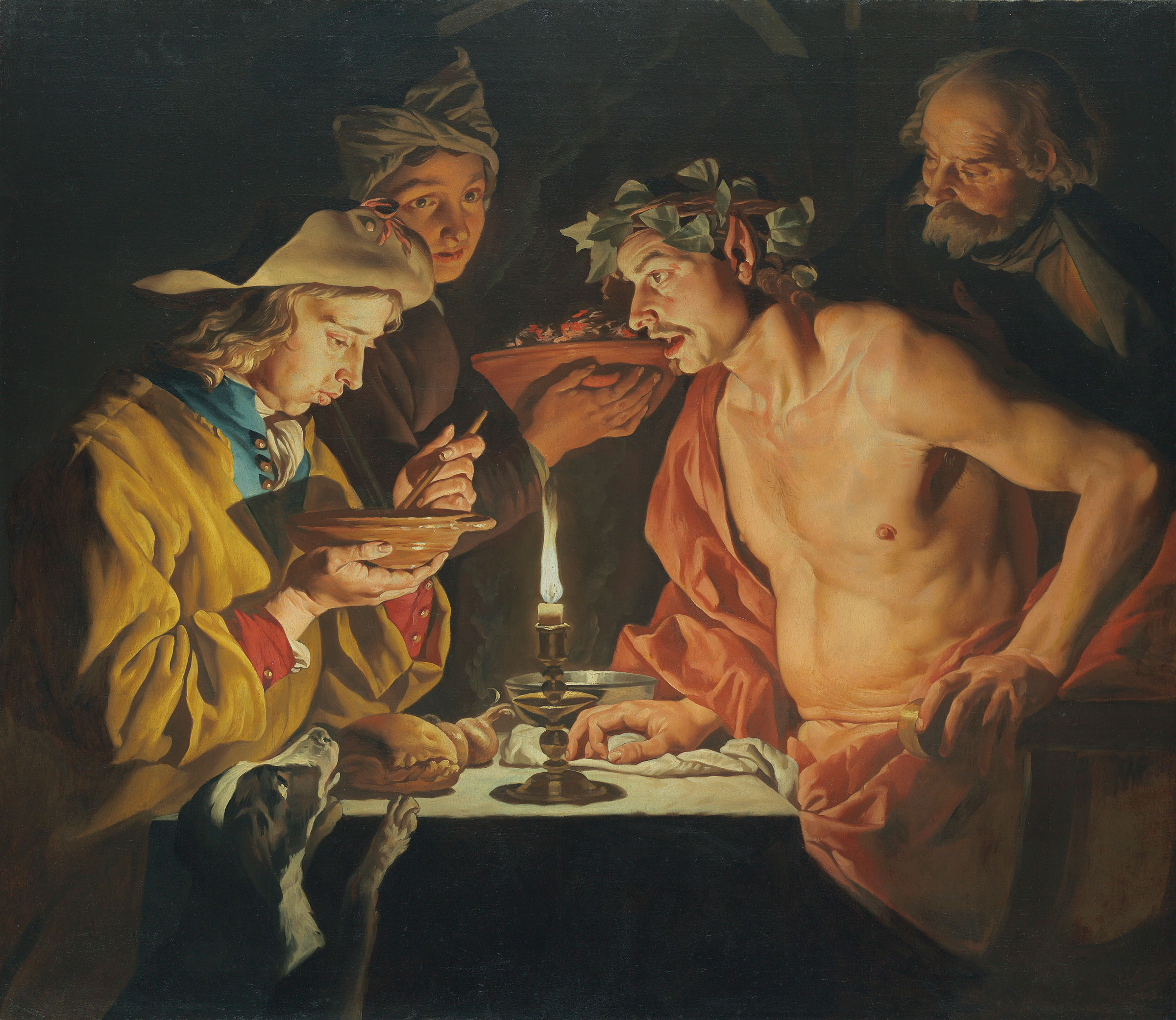 Matthias Stomer (Amersfoort circa 1600&ndash;after 1652 Sicily),&nbsp;Blowing Hot, Blowing Cold. Oil on canvas. 46&frac34; x 54 in (118.8 x 137.1 cm). Estimate: &pound;400,000&ndash;600,000. This work is offered in&nbsp;Brian Sewell: Critic &amp; Collector&nbsp;on 27 September at Christie&rsquo;s London