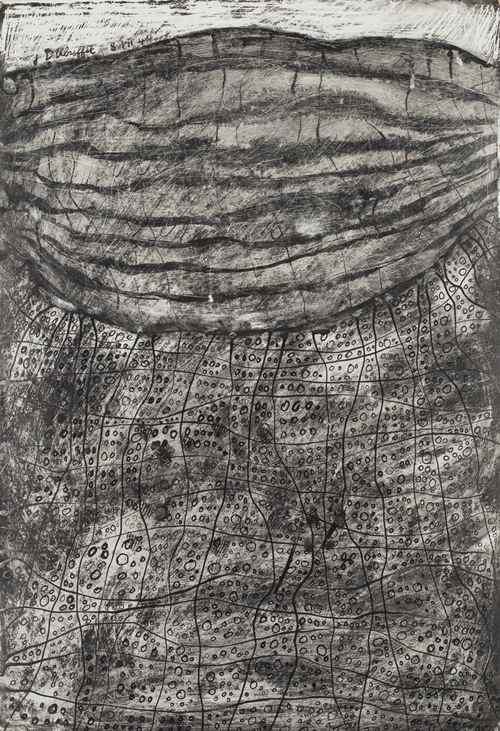 Jean Dubuffet (1901-1985), Plage de Galets Déserte, 1944. Encre de chine et grattage sur carton, 33 x 22.5 cm (13 x 8⅞ in). Estimate: €30,000-40,000. This lot is offered in Collection Claude Berri on 22 October 2016 at Christie’s in Paris