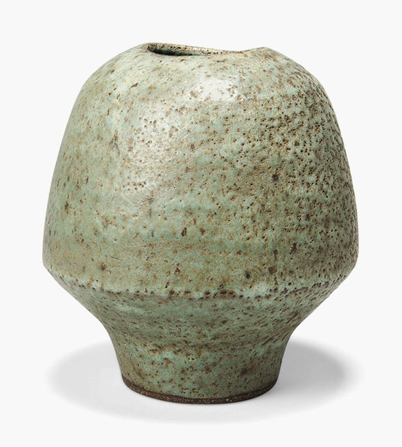 Lucie Rie (1902-1985), A vase, c. 1970. 10 in (25.5 cm) high. Estimate: £5,000-8,000. This lot is offered in Seward Kennedy's Cabinet of Curiosities and The Tony Robinson Collection of Treen Drinking Vessels on 22 November 2016 at Christie’s in London, South Kensington
