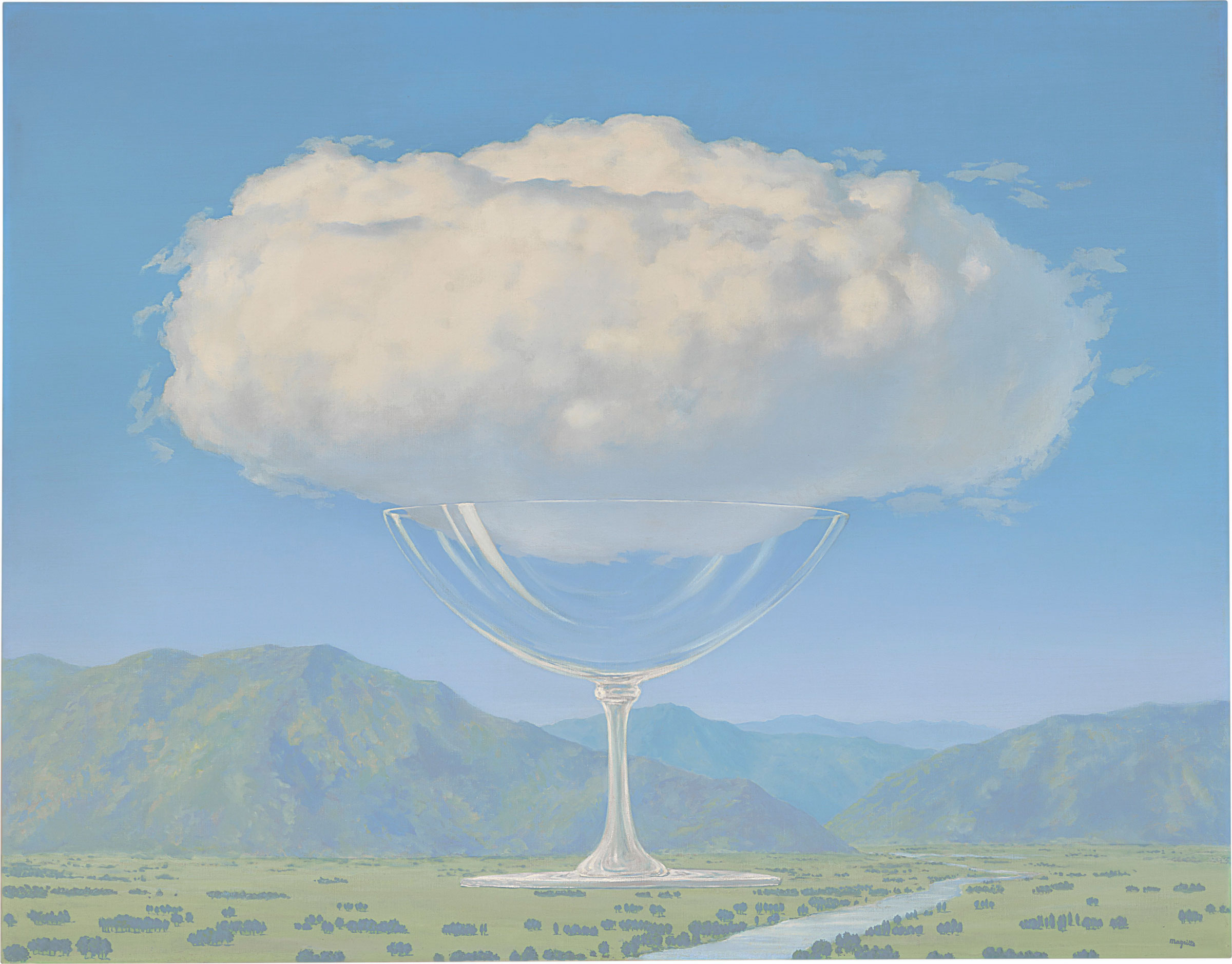 René Magritte (1898-1967), La corde sensible, 1960. Oil on canvas. 44⅞ x 57½ in (114 x 146 cm). Sold for: £14,441,348 in The Art of the Surreal sale on 28 February at Christie’s London