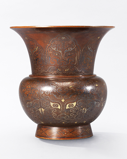A gold and silver-inlaid bronze jar, Zhadou. Qing dynasty, 18th century. 8 in (20 cm) high, box. Sold for HK$187,500 on 4 April 2017 at Christie&rsquo;s in Hong Kong