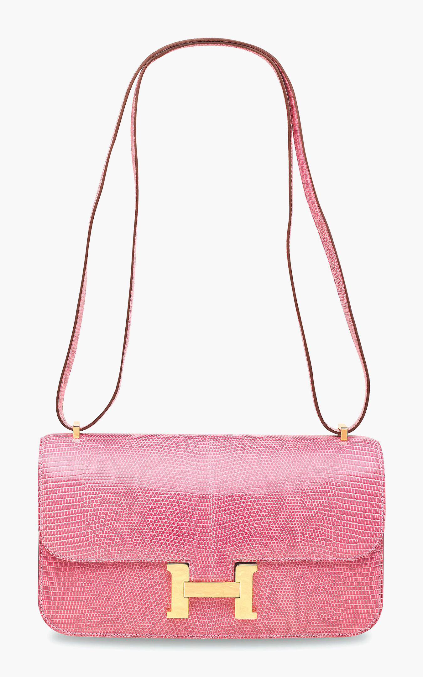 A shiny pink 5P Salvator Lizard Constance Èlan with gold hardware. Hermès 2010. Estimate: HK$80,000-100,000 / $11,000-13,000. This lot is offered in Handbags & Accessories on 31 May 2017 at Christie’s in Hong Kong