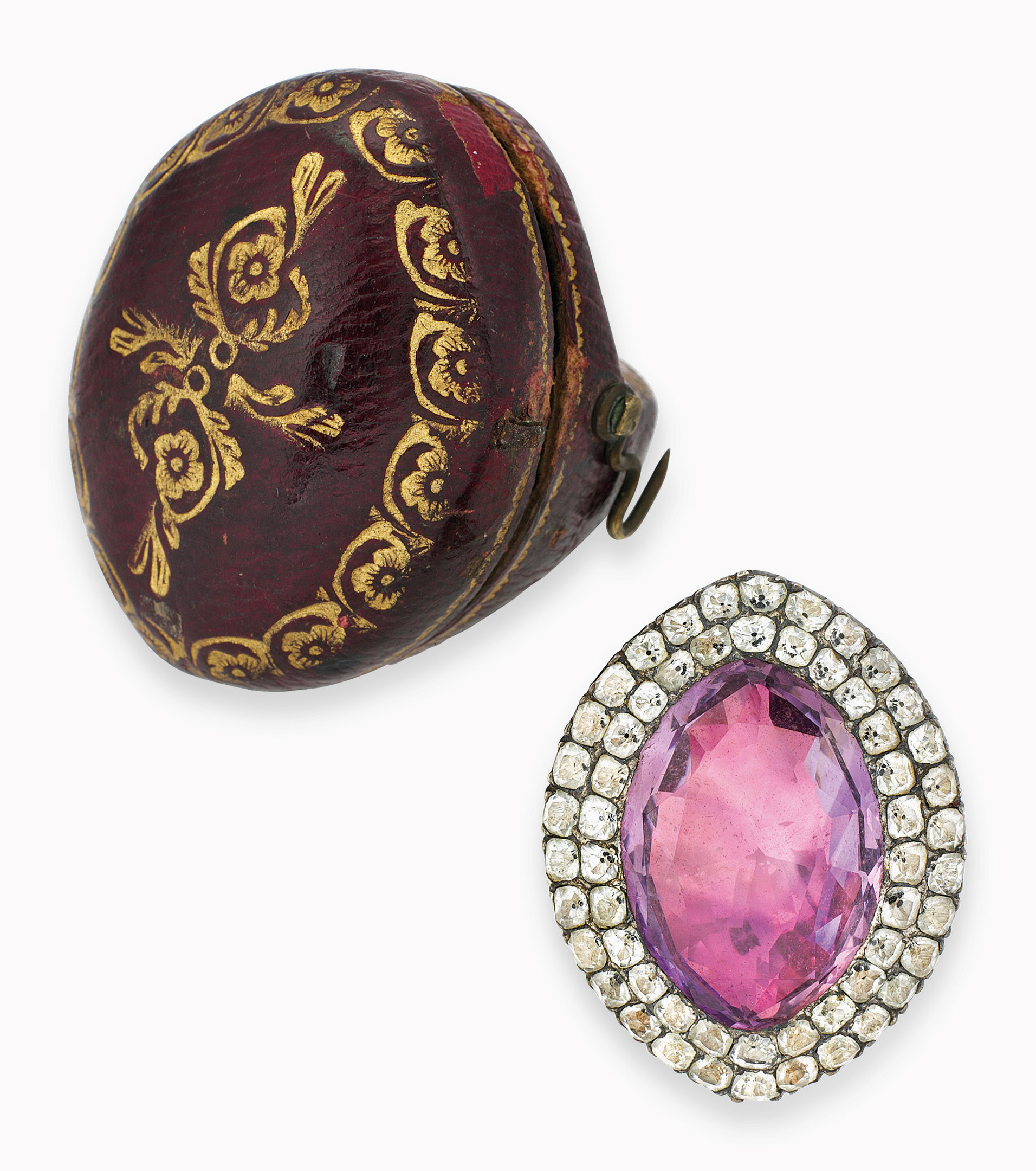 A late 18th-century Portuguese quartz and topaz ring. The navette-shaped quartz, within a double colourless topaz border, raised on a reeded double hoop, foiled backed in silver and gold, circa 1770. Estimate: £3,000-4,000. This lot is offered in Important Jewels on 13 June at Christie’s London