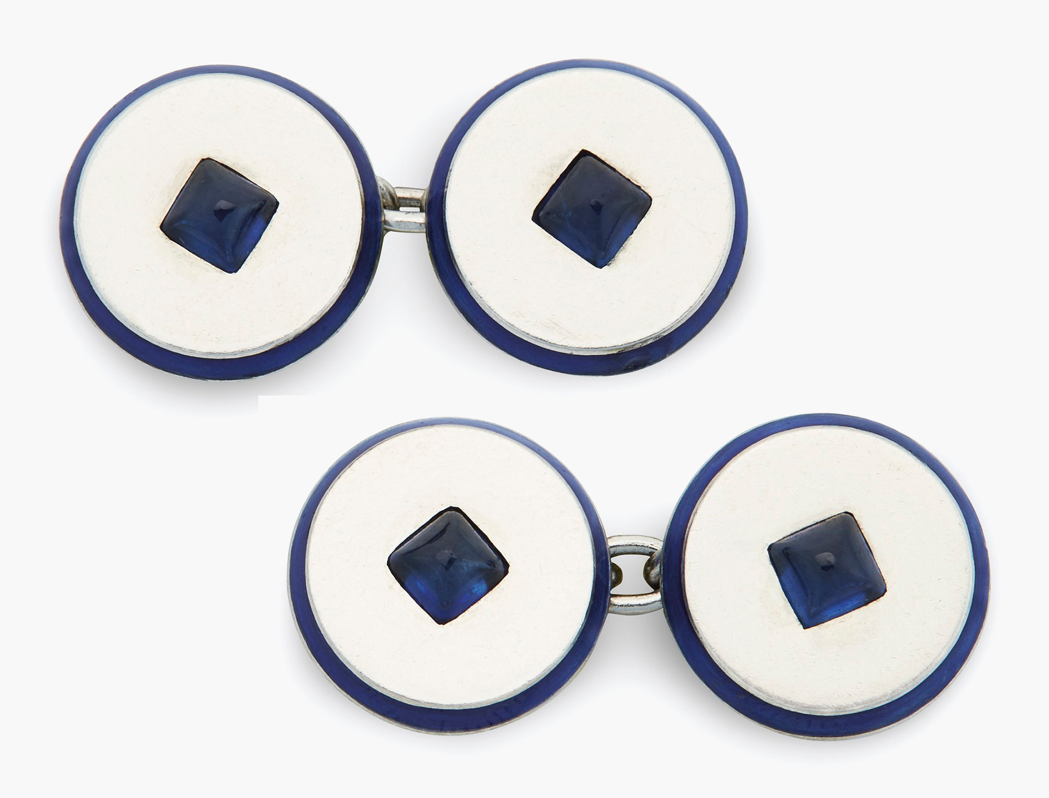 Cartier Art Deco sapphire and enamel cufflinks. Estimate: $2,000-3,000. This lot is offered in Christie’s Jewels Online on 14-22 June 2017