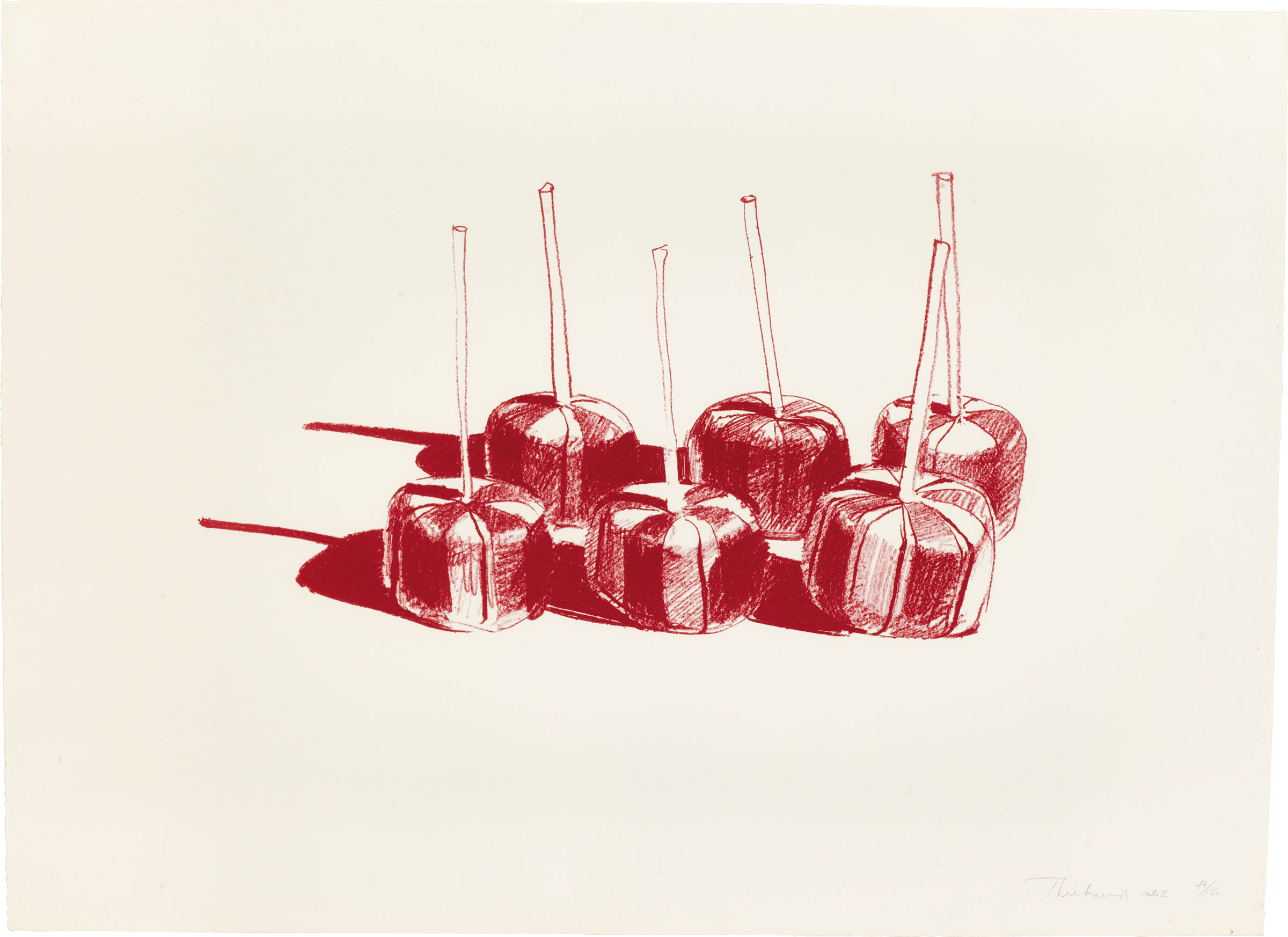 Wayne Thiebaud (b. 1920), Suckers State II, 1968. Image: 8&frac12; x 14 in (216 x 356 mm); sheet: 16 x 21⅞ in (406 x 556 mm). This lot was offered in Contemporary Editions, 11-19 July 2017 Online, and sold for $9,375