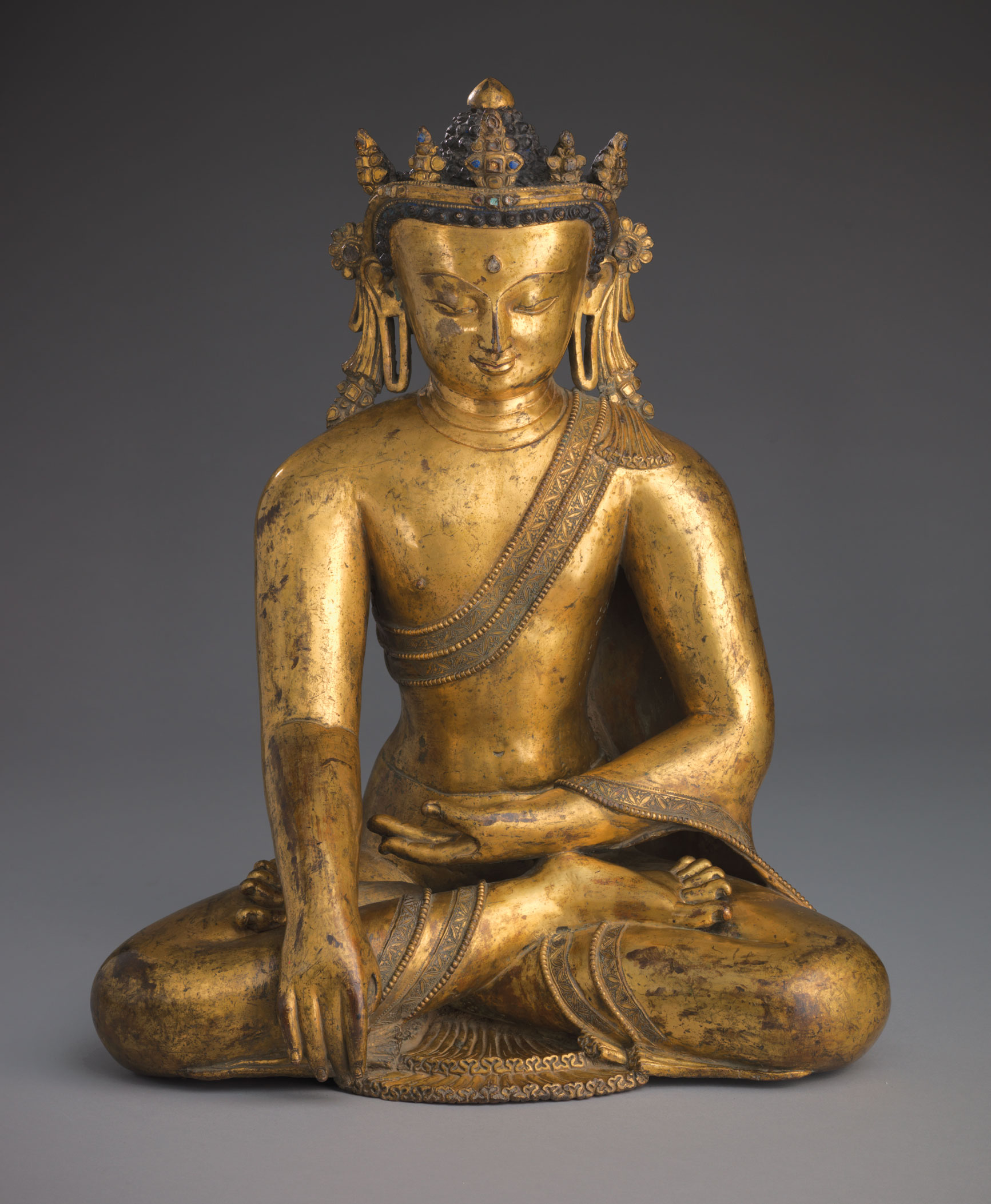 A large and important gilt bronze figure of Buddha. Nepal, 13th/14th century. 51 cm high. Sold for $3,852,500 on 13 September 2017 at Christie’s in New York