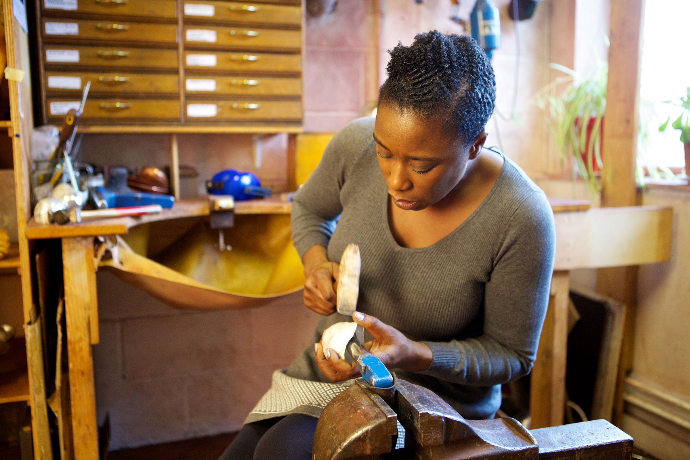 Ndidi Ekubia’s creations take inspiration from organic forms and her African heritage. Photo: Sophie Mutevelian, courtesy of Adrian Sassoon Gallery, Londo