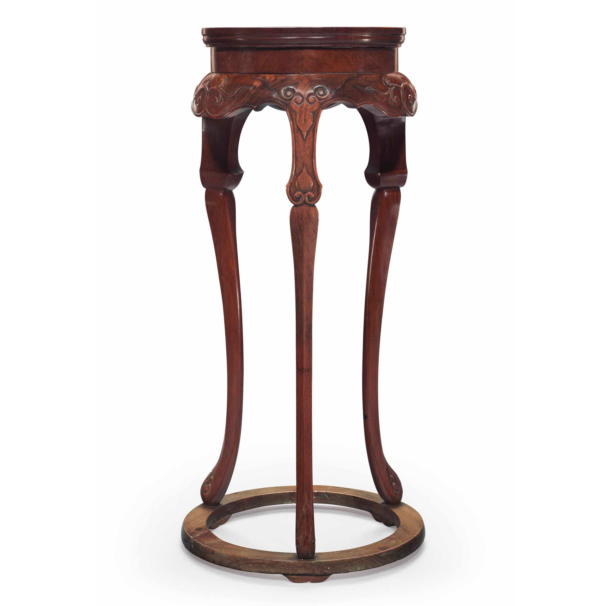 A very rare huanghuali circular incense stand, xiangji, 16th-17th century. 37½ in (95.3 cm) high, 17¾ in (45.1 cm) diameter. Sold for $5,847,500 on 16 March 2017 at Christie’s in New York