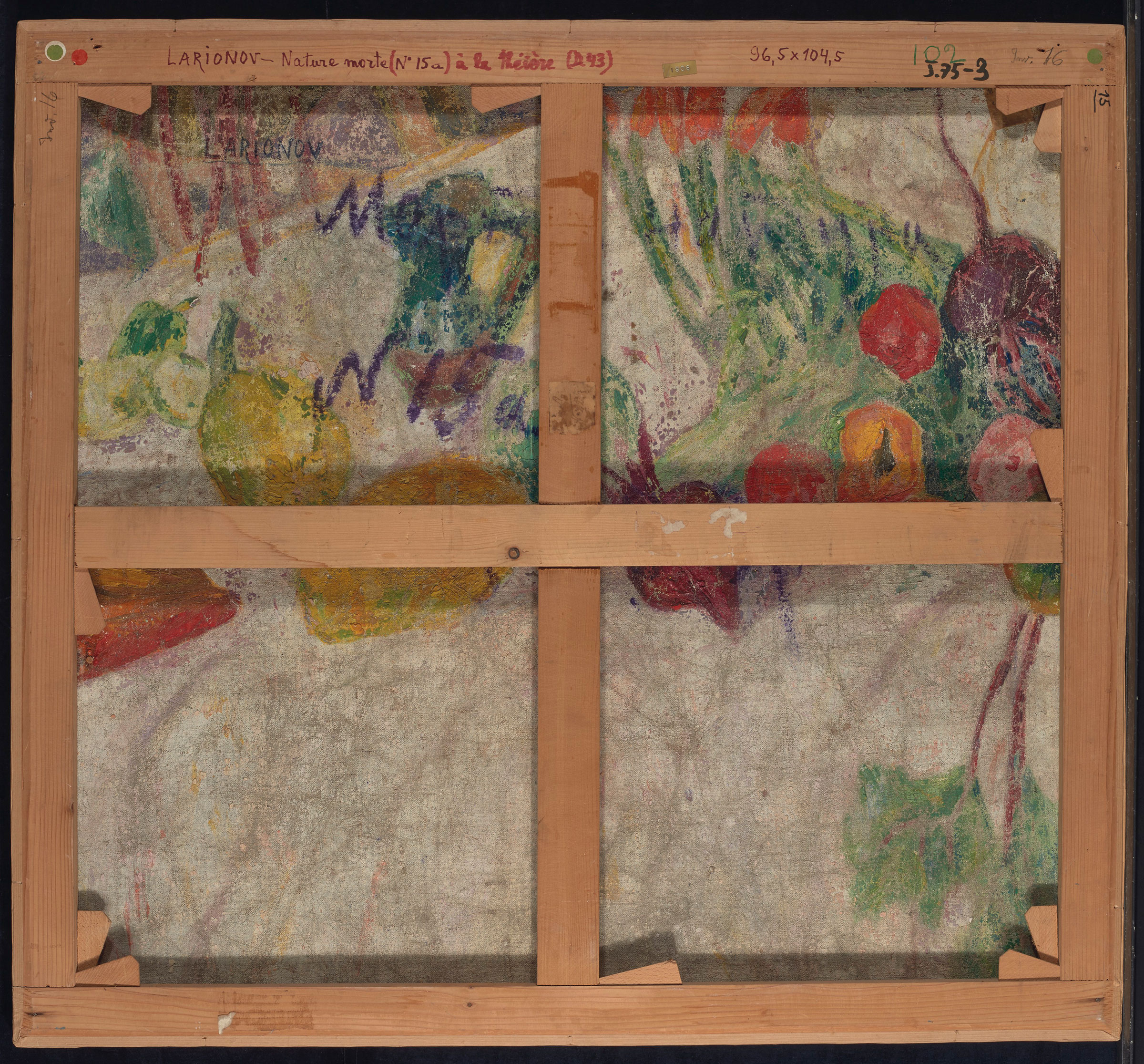 Inscriptions on the reverse of the canvas, including the number ‘15a’, provided clues to tracing the painting’s provenance