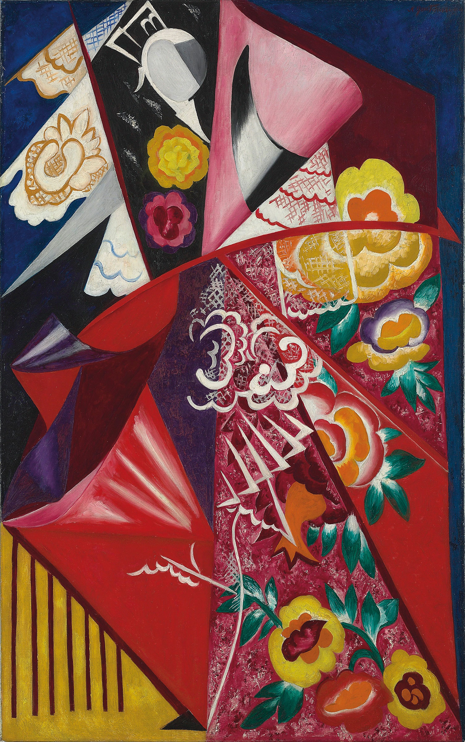 Natalia Goncharova (1881-1962), Espagnole, circa 1916. Oil on canvas. 51&frac14; x 32 in (130.3 x 81.3 cm). Sold for &pound;6,425,250 in February 2010 at Christie&rsquo;s in London, making this the most expensive work by a female artist at auction
