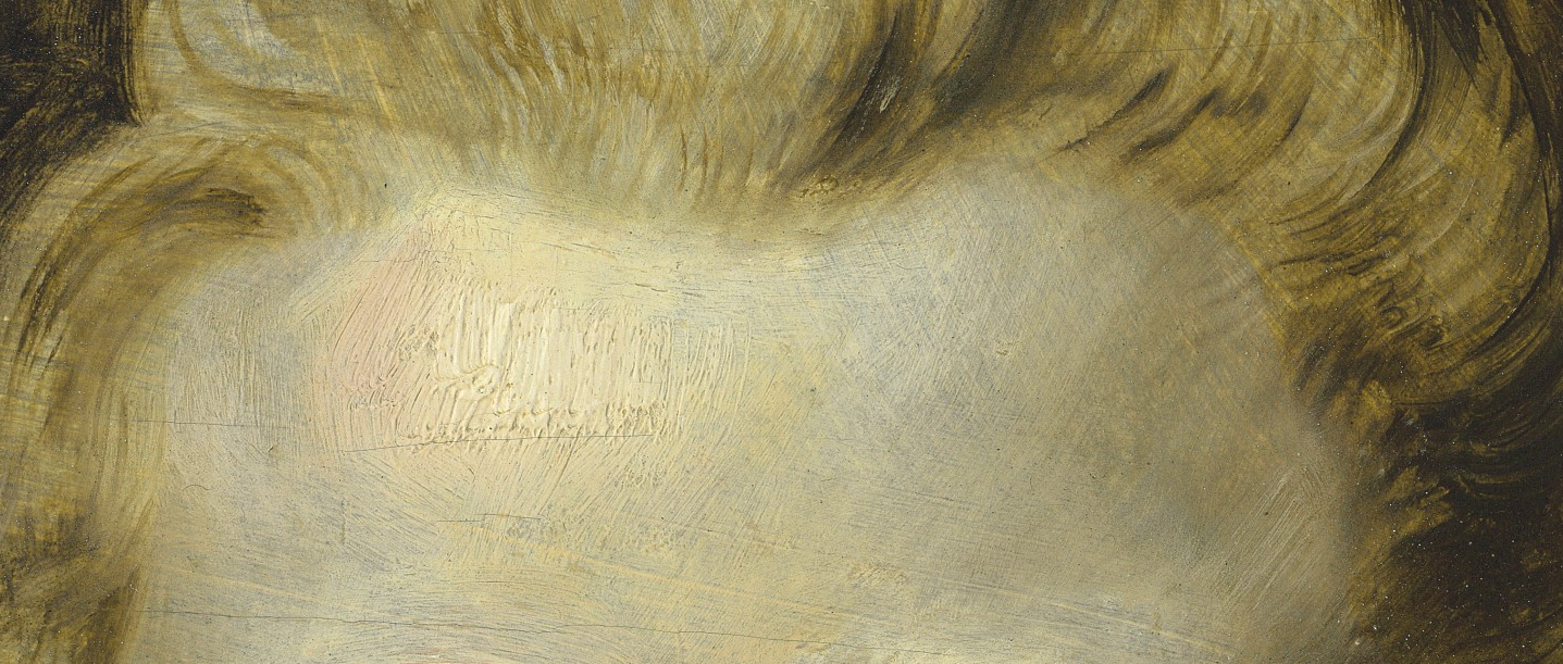This close-up of Clara Serena’s forehead shows thick, impasto paint worked with a badger-hair brush