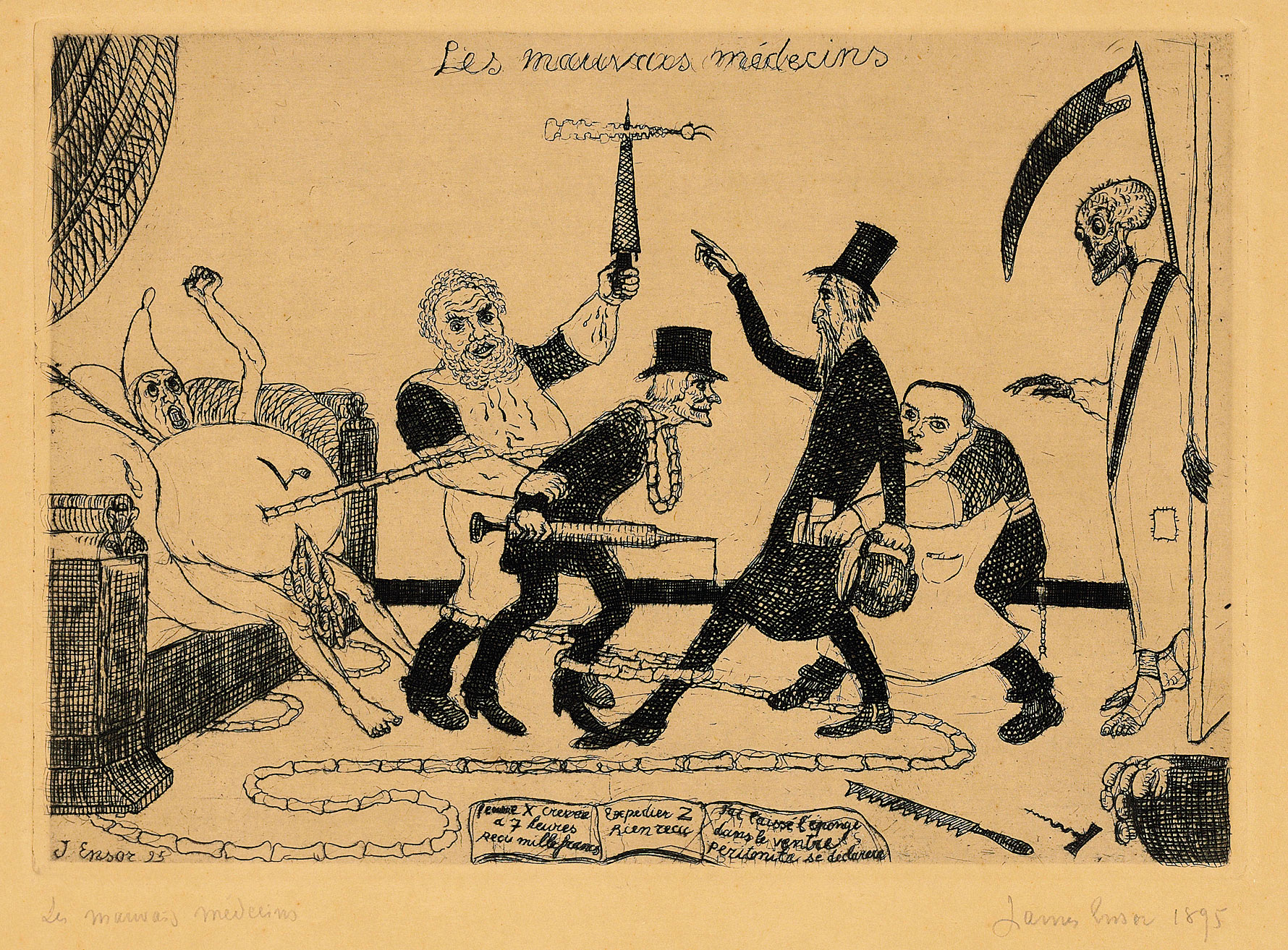 James Ensor (1860-1949), Les mauvais M&eacute;decins (The Bad Doctors). Sold for &pound;7,500 on 17 May 2018, Online