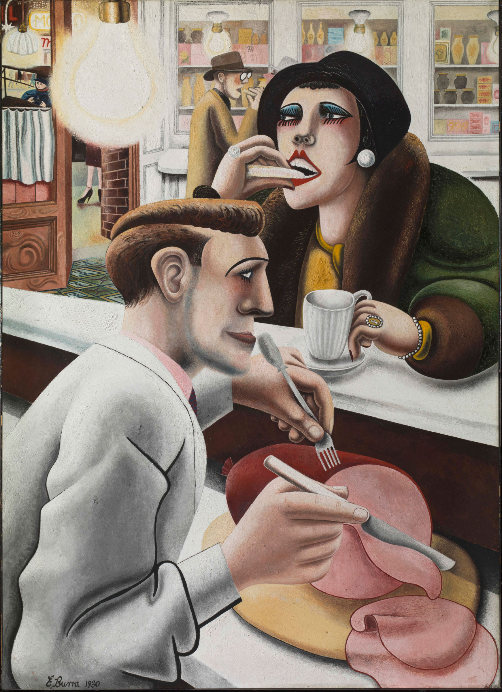 Edward Burra (1905-1976) The Snack Bar, 1930. Oil paint on canvas. 762 x 559 mm. Tate © The estate of Edward Burra, courtesy Lefevre Fine Art, London