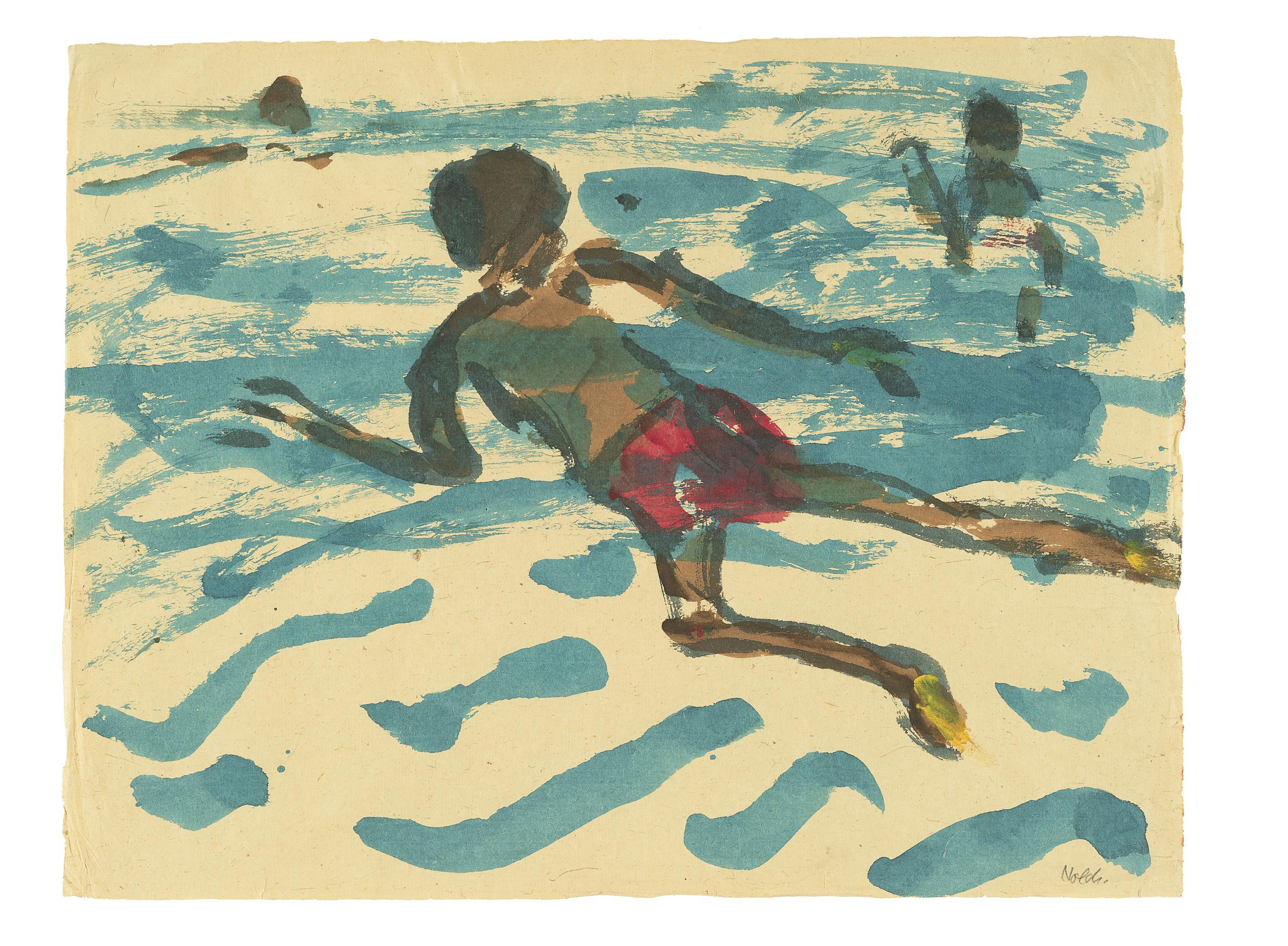 Emil Nolde, Schwimmender Eingeborener (Aboriginal Man Swimming), 1914