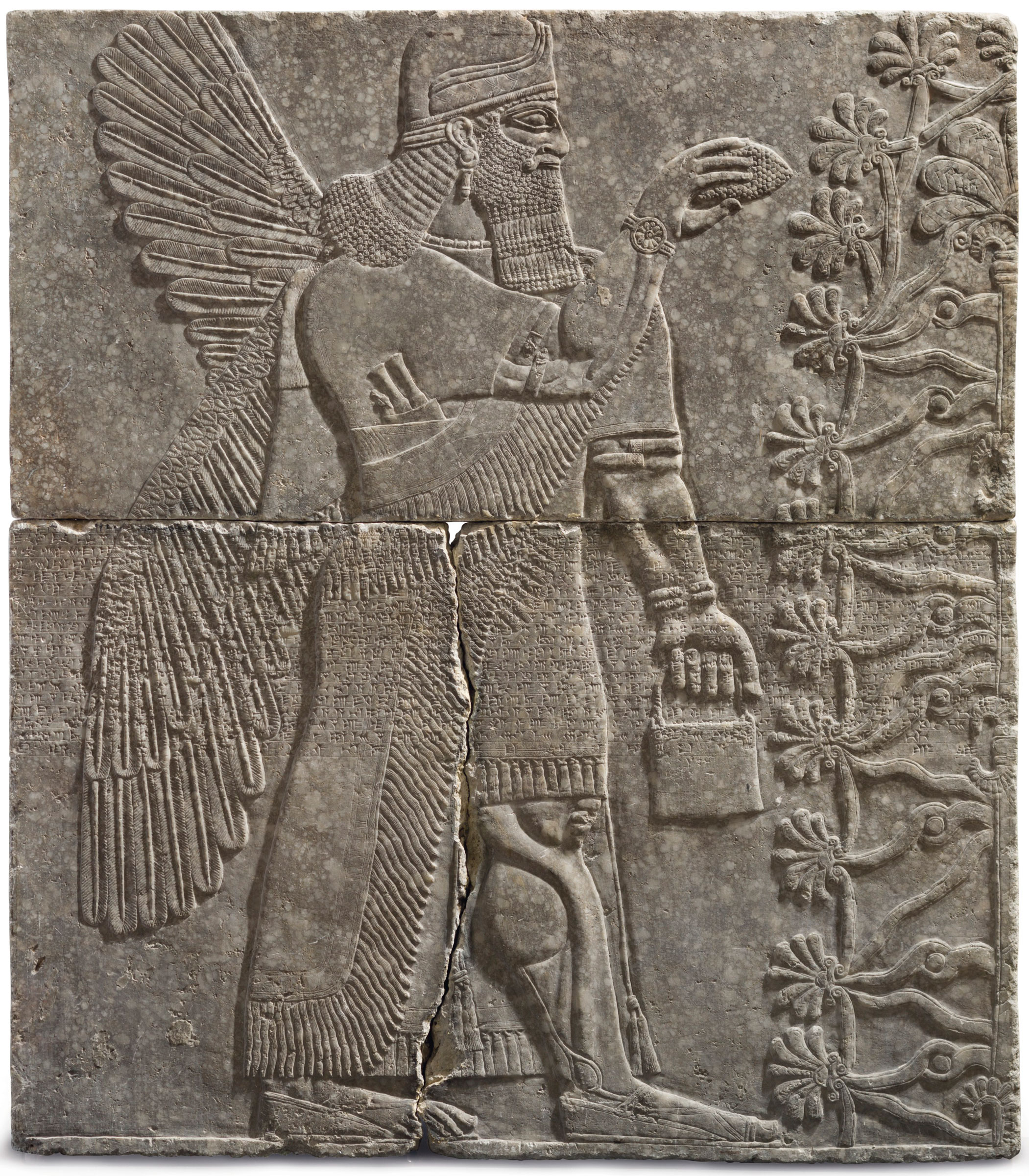 An Assyrian gypsum relief of a Winged Genius. Reign of Ashurnasirpal II, circa 883-859 BC. 7 ft 4 in x 6 ft 5 in (223.5 x 195.5 cm). Sold for $30,968,750 on 31 October 2018 at Christie’s in New York