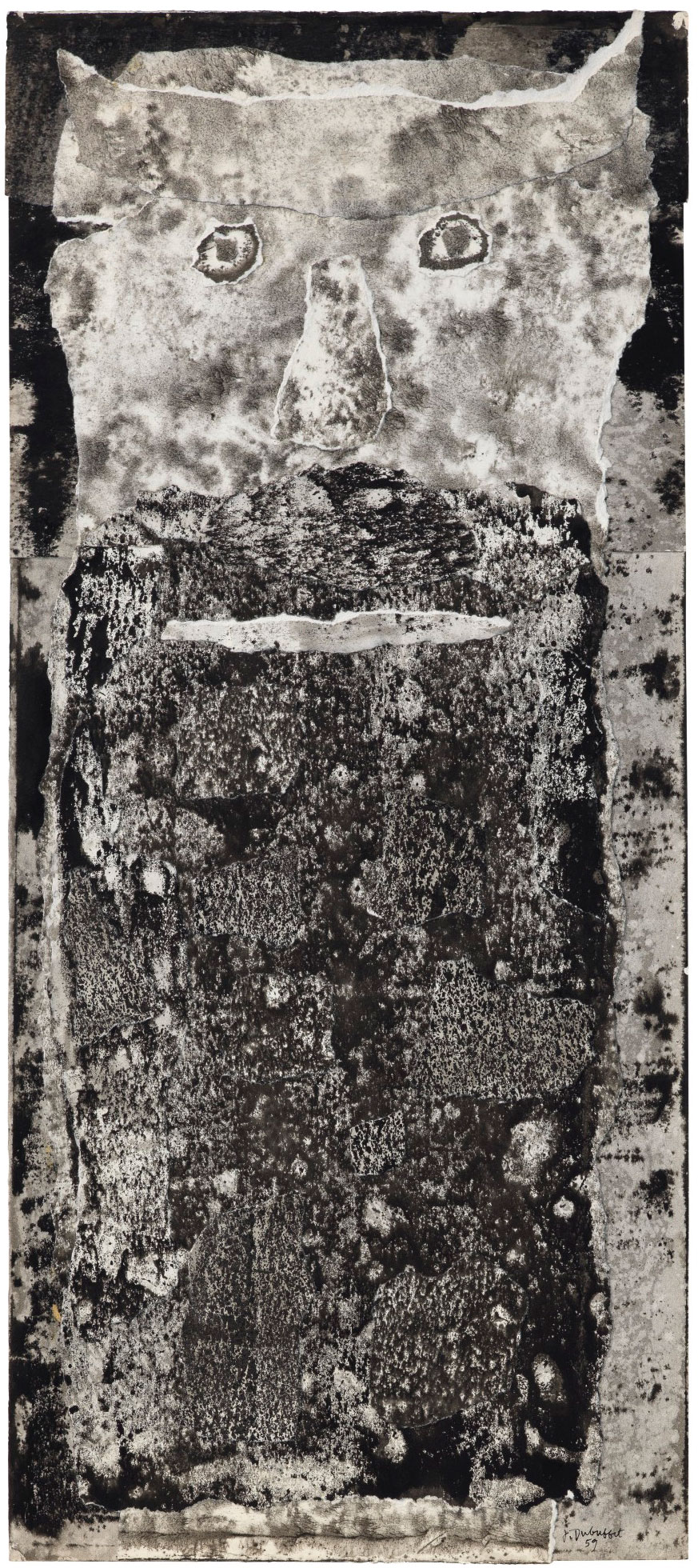  Jean Dubuffet (1901-1985), Barbe du Seigneur Mongol, 1959. Signed and dated 'J. Dubuffet 59' (lower right); titled and dated again &lsquo;Barbe du seigneur mongol juin 59&rsquo;(on the reverse). India ink and paper collage on paper. 30 x 13 1/8 in (76.2 x 33.3 cm). Estimate: $600,000. Offered in the Post-War and Contemporary Art Evening Sale on 15 November 2018 at Christie&rsquo;s in New York