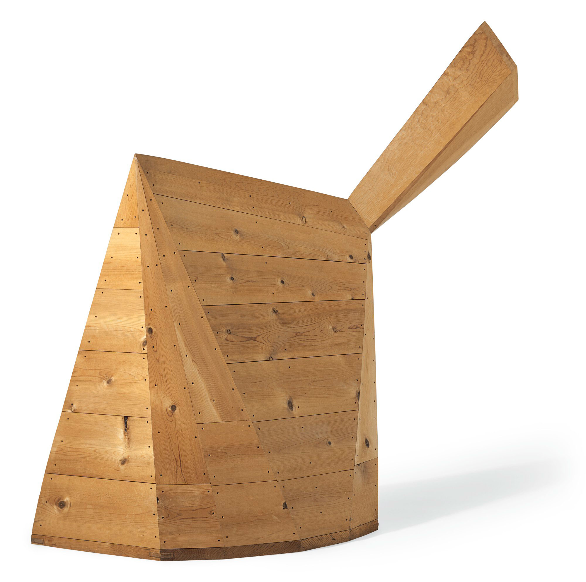 Martin Puryear (b.1941),&nbsp;Sharp and Flat, 1987. Pine planking and nails. 64&frac12; x 80 x 30 in. Estimate: $250,000-350,000. Offered in the Post-War and Contemporary Art Evening Sale in November 2018 at Christie&rsquo;s in New York