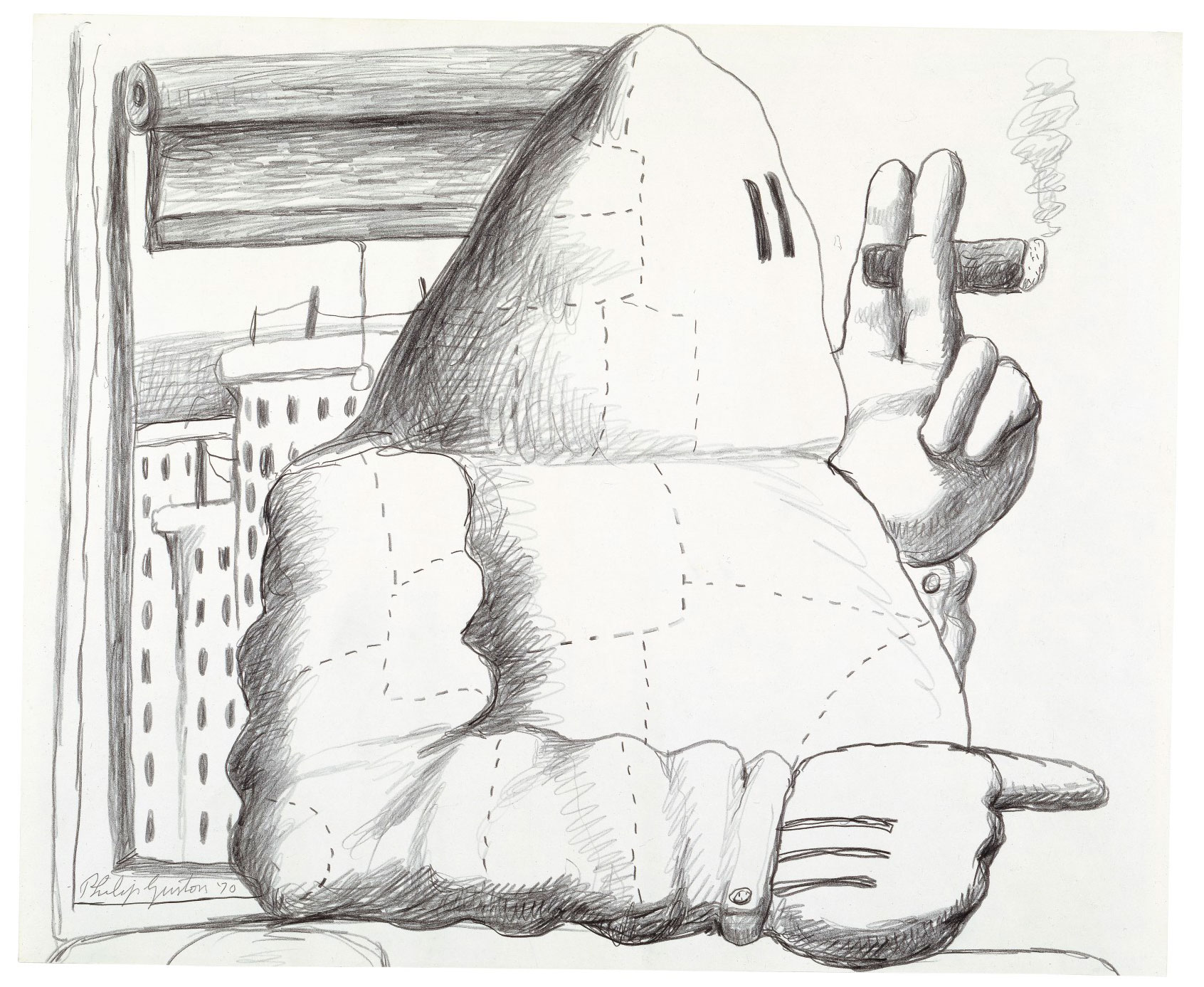 Philip Guston (1913-1980),
Window, 1970. Signed and dated ‘Philip Guston '70’ (lower left). Graphite on paper. 18 x 21 in (45.7 x 53.3 cm). Estimate: $300,000-500,00-. Offered in the Post-War and Contemporary Art Evening Sale on 15  in November 2018 at Christie's in New York