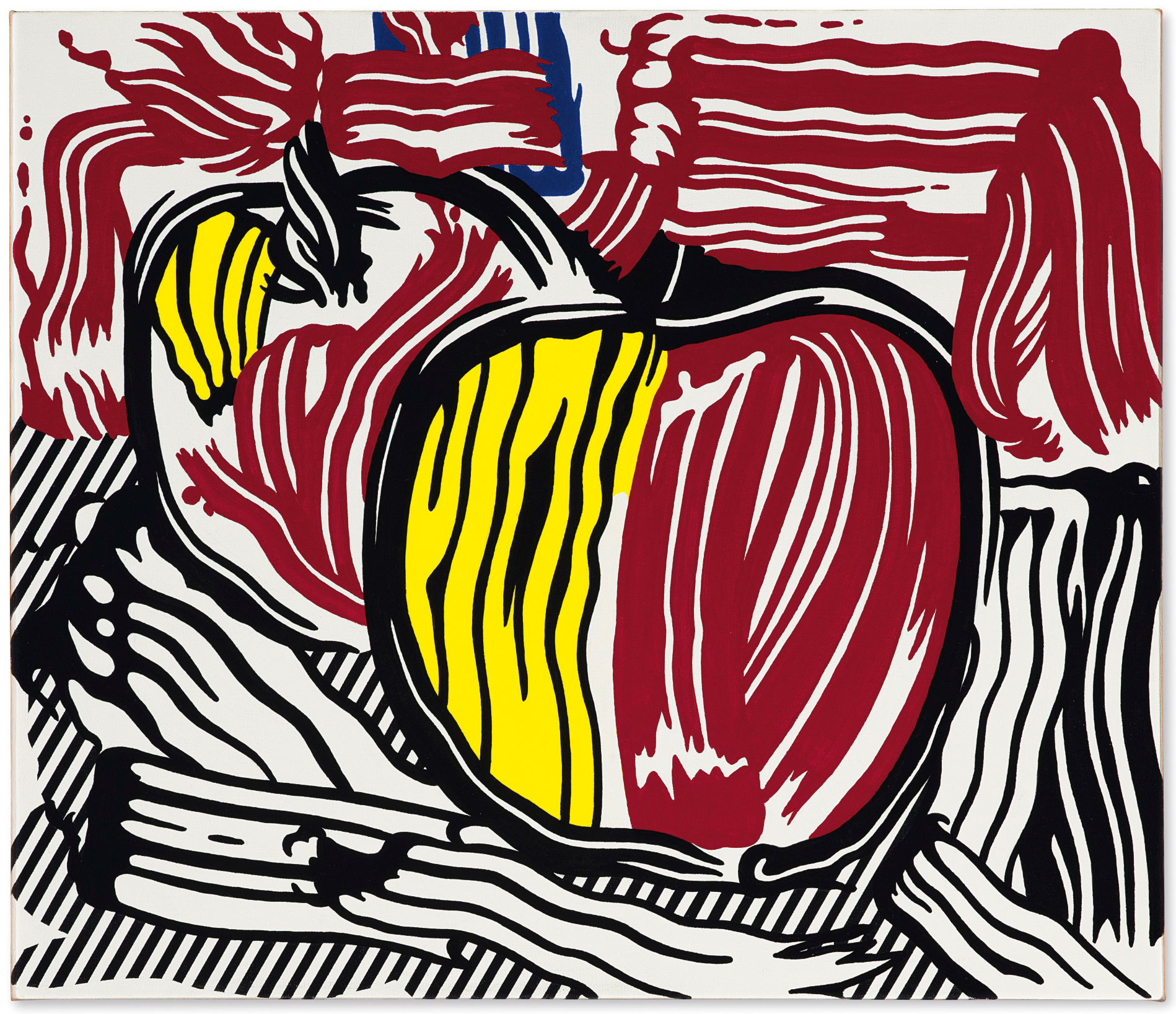 Roy Lichtenstein (1923-1977),&nbsp;Two Red and Yellow Apples, 1981. Acrylic on canvas. 24⅛ x 28⅛ in. Estimate: $600,000-800,000. Offered in the Post-War and Contemporary Art Evening Sale in November 2018 at Christie's in New York