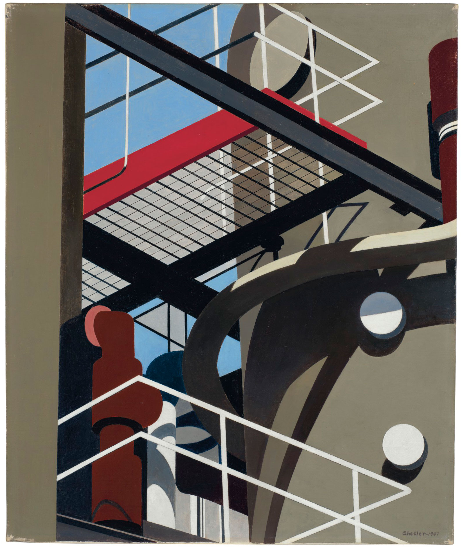 查爾斯‧舍勒(1883-1965年),《貓步》,1947年作。24 x 20吋(61 x 50.8公分)。作品於2018年11月在「美國之家:巴尼‧艾伯斯渥斯珍藏」晚間拍賣上登場