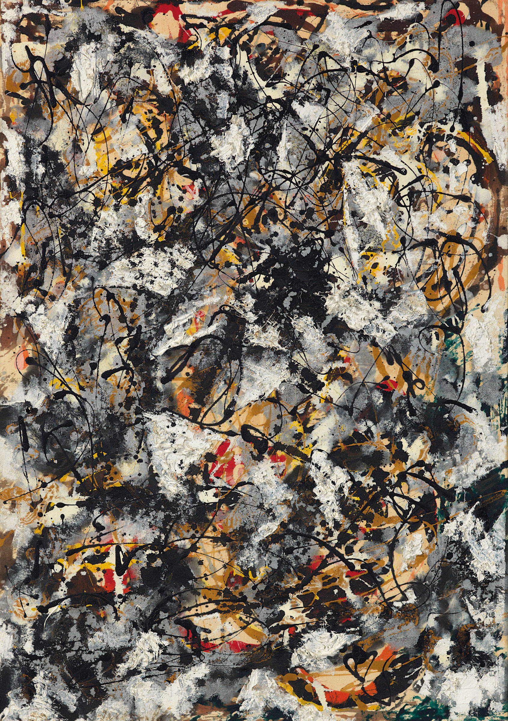 Jackson Pollock (1912-1956), Composition with Red Strokes, painted in 1950. Oil, enamel and aluminium paint on canvas. 36⅝ x 25⅝ in (93 x 65.1 cm). Sold for: $55,437,500 on 13 November 2018 at Christie’s in New York