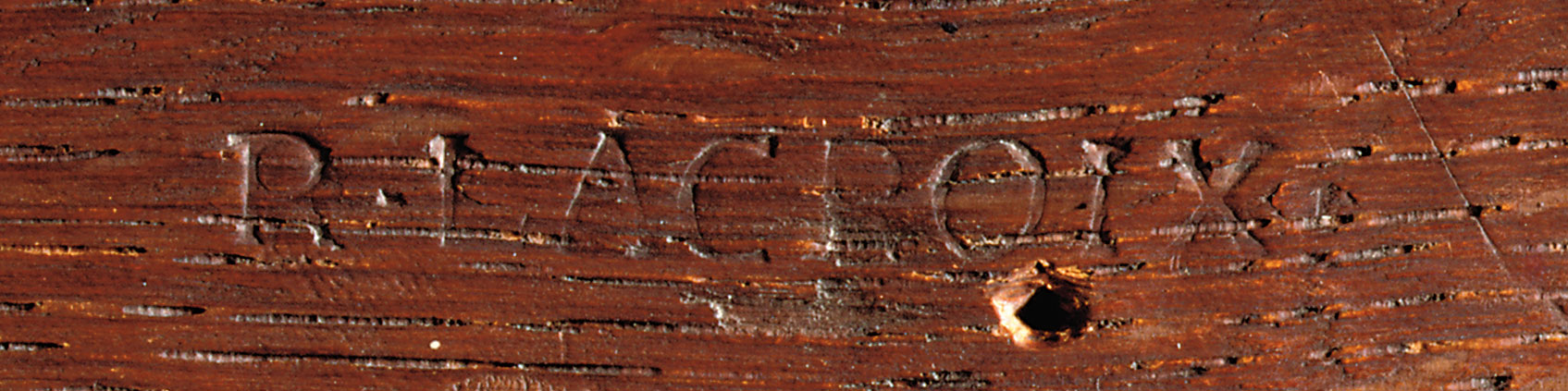Top, the stamp of Jean-Henri Riesener (1734-1806); above, the stamp of Roger Vandercruse (1728-1799), who was also known as Lacroix