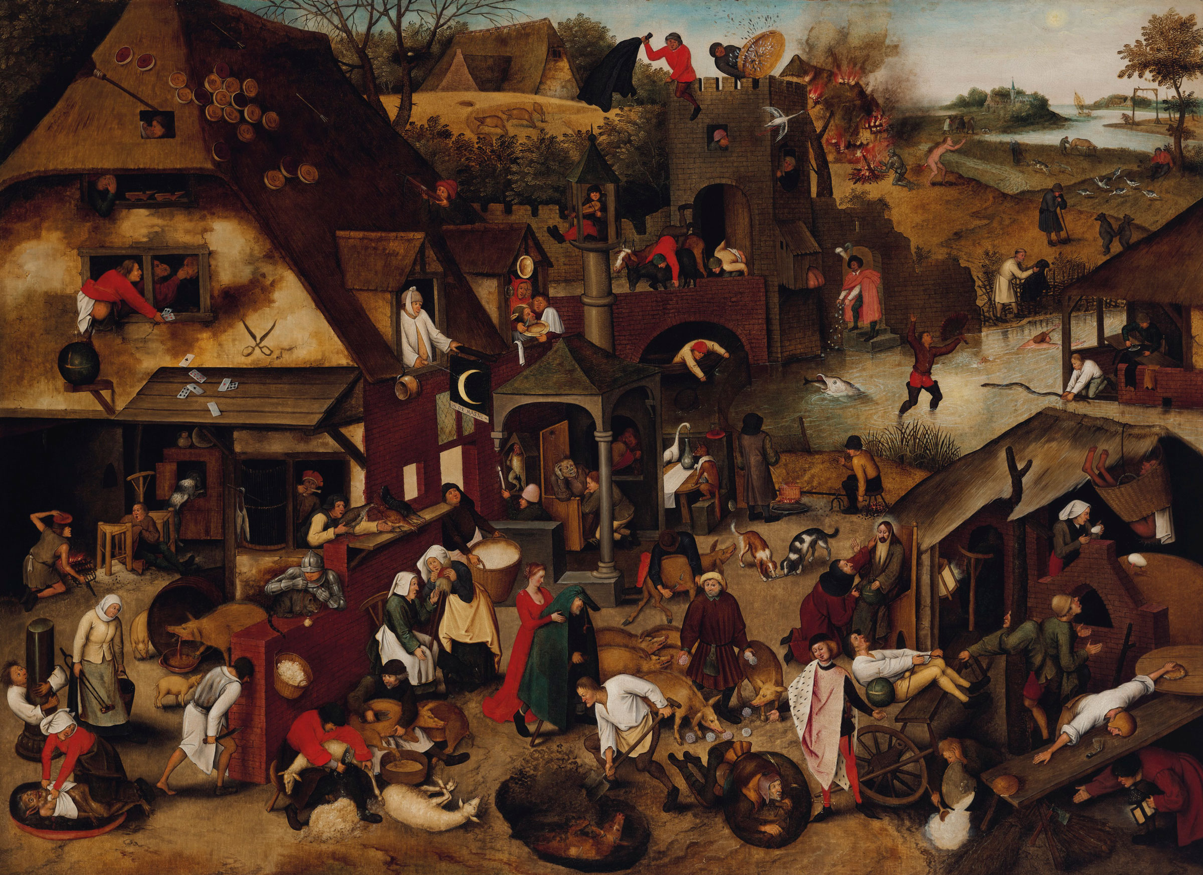 Pieter Brueghel II (1564-1637), The Flemish Proverbs, 1610. Oil on canvas. 47 x 64½ in. Offered in Old Masters in December at Christie’s in London