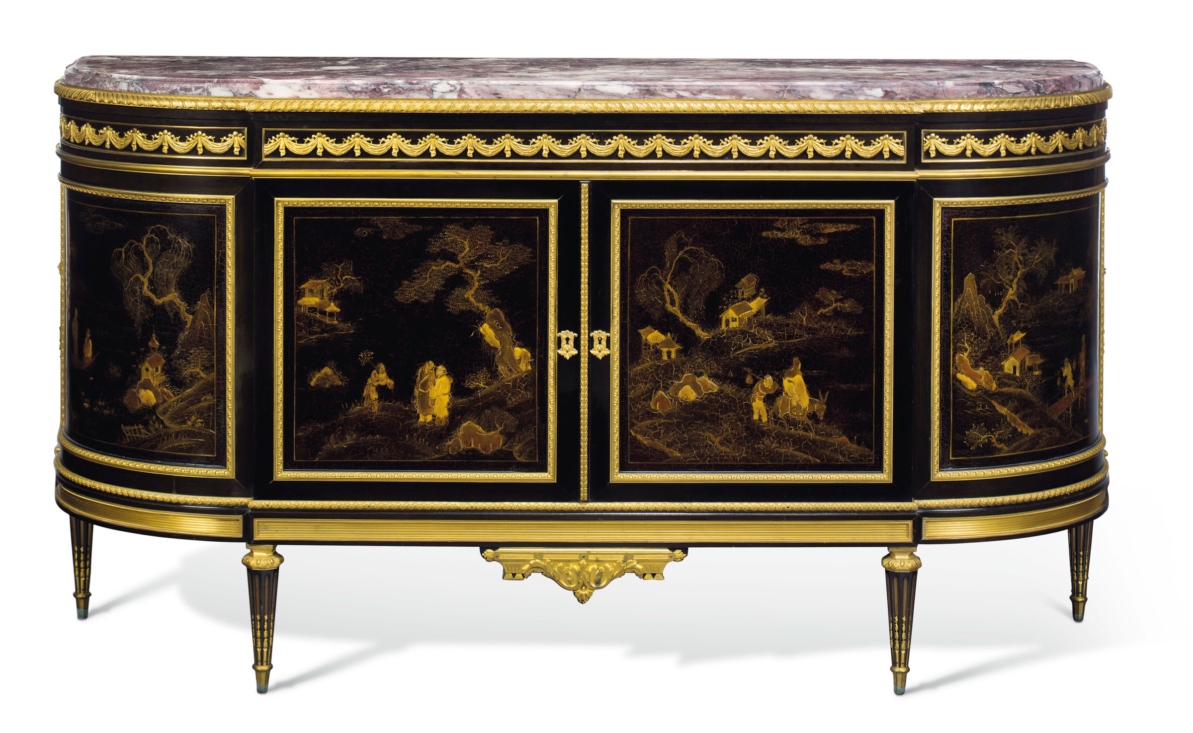A French ormolu-mounted ebony, ebonized, and gilt-decorated lacquer commode after the model by Martin Carlin, by E. Guillaume-Edmond Lexcellent, Paris, late 19th century. 39.1/2 in. (100 cm.) high, 73 in. (185.5 cm.) wide, 22.1/4 in. (56 cm.) deep. Estimate: $40,000&ndash;60,000. Offered in A Golden Age: An Important Collection of 19th Century Furniture &amp; Decorative Art, 16 October at Christie's in New York