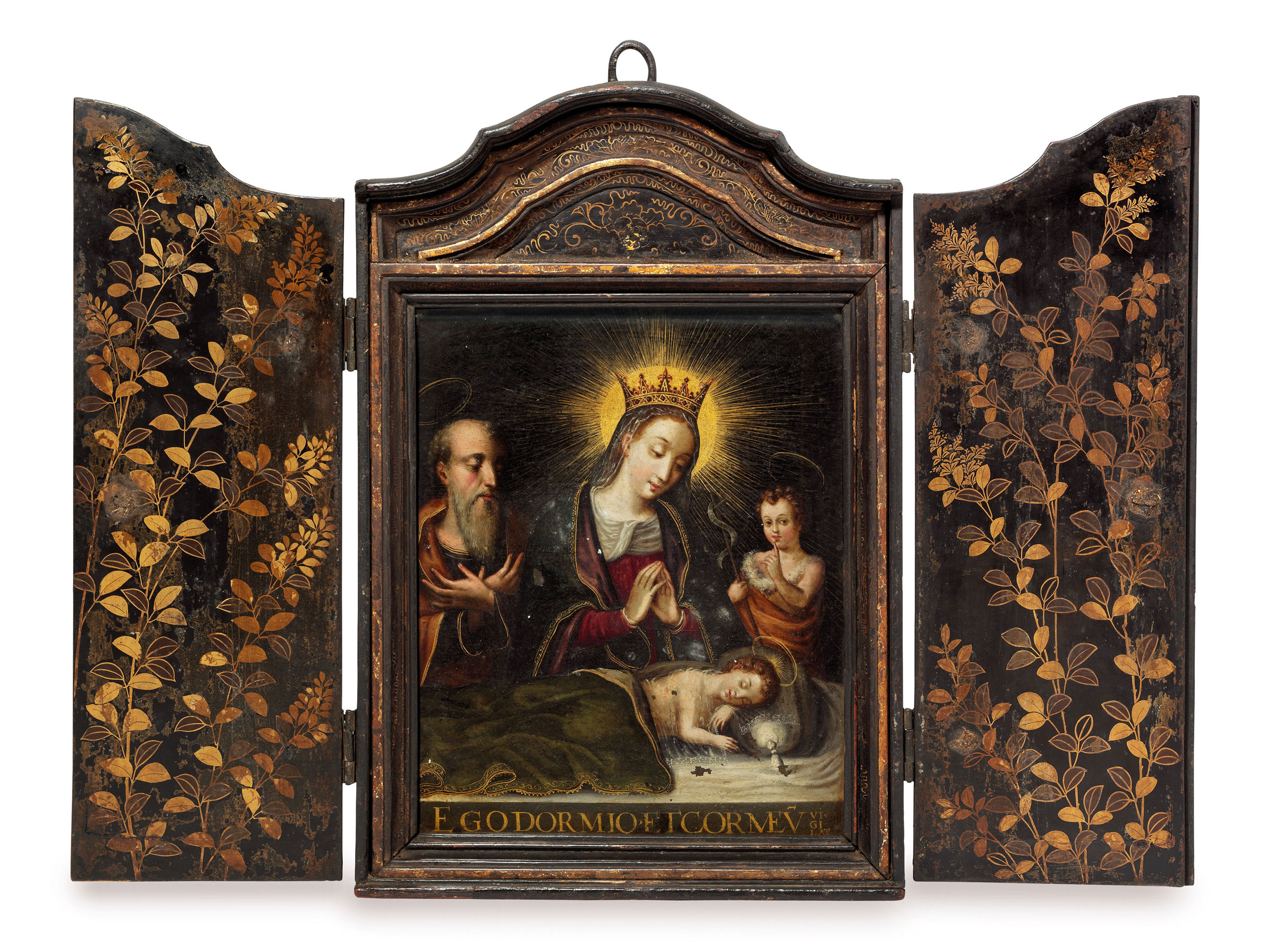 
An important portable Christian shrine (seigan) commissioned by the Portuguese Jesuits, Momoyama period (late 16th century). 41.5 x 28 x 5 cm (frame); 23 x 28 cm (copper panel). Sold for &pound;386,500 on 11 May 2015 at Christie&rsquo;s in London