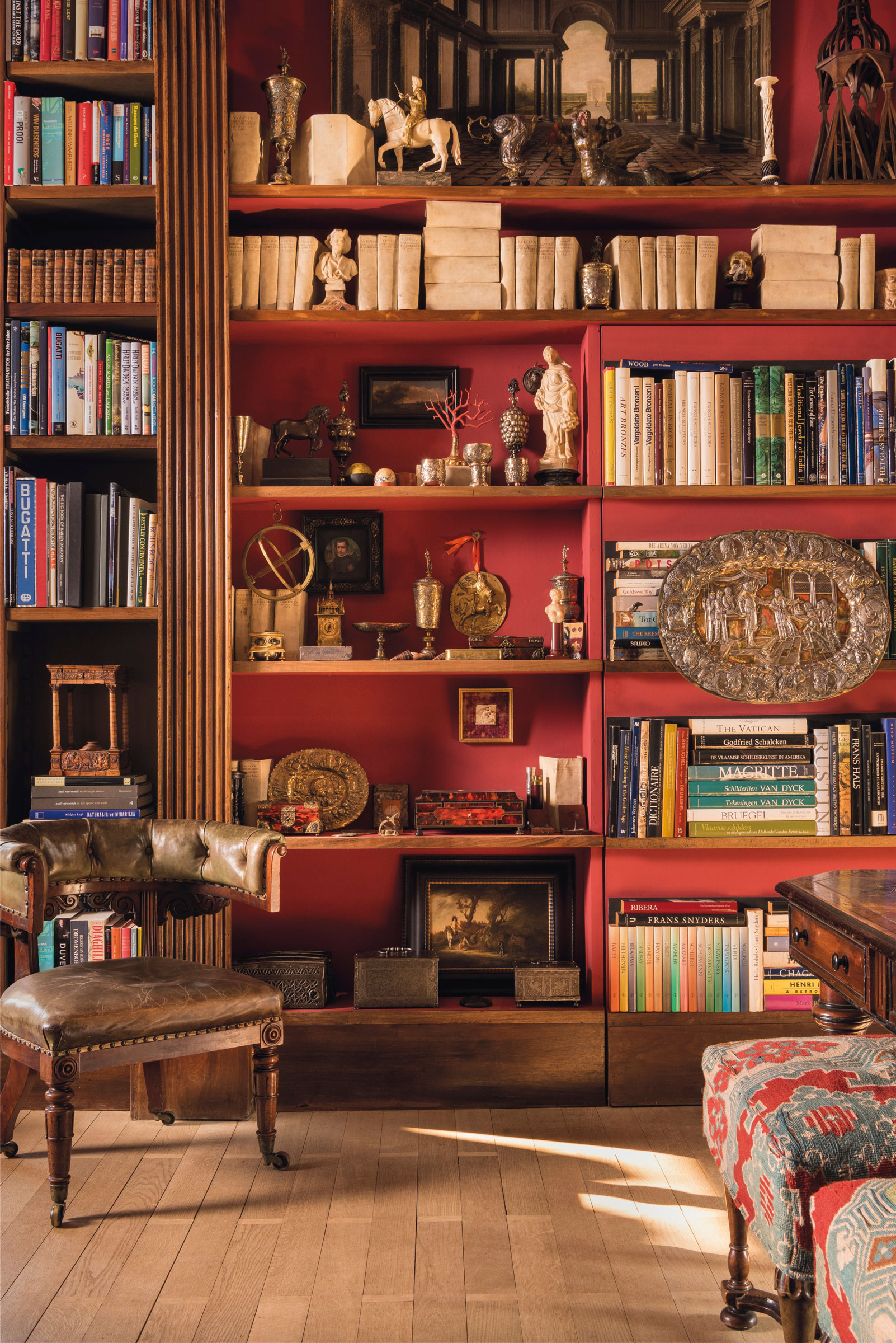 A selection of precious objects on display in Mr Albada Jelgersma&rsquo;s Brussels home, including a variety of Chinese archaistic hard-stone bi discs (right)