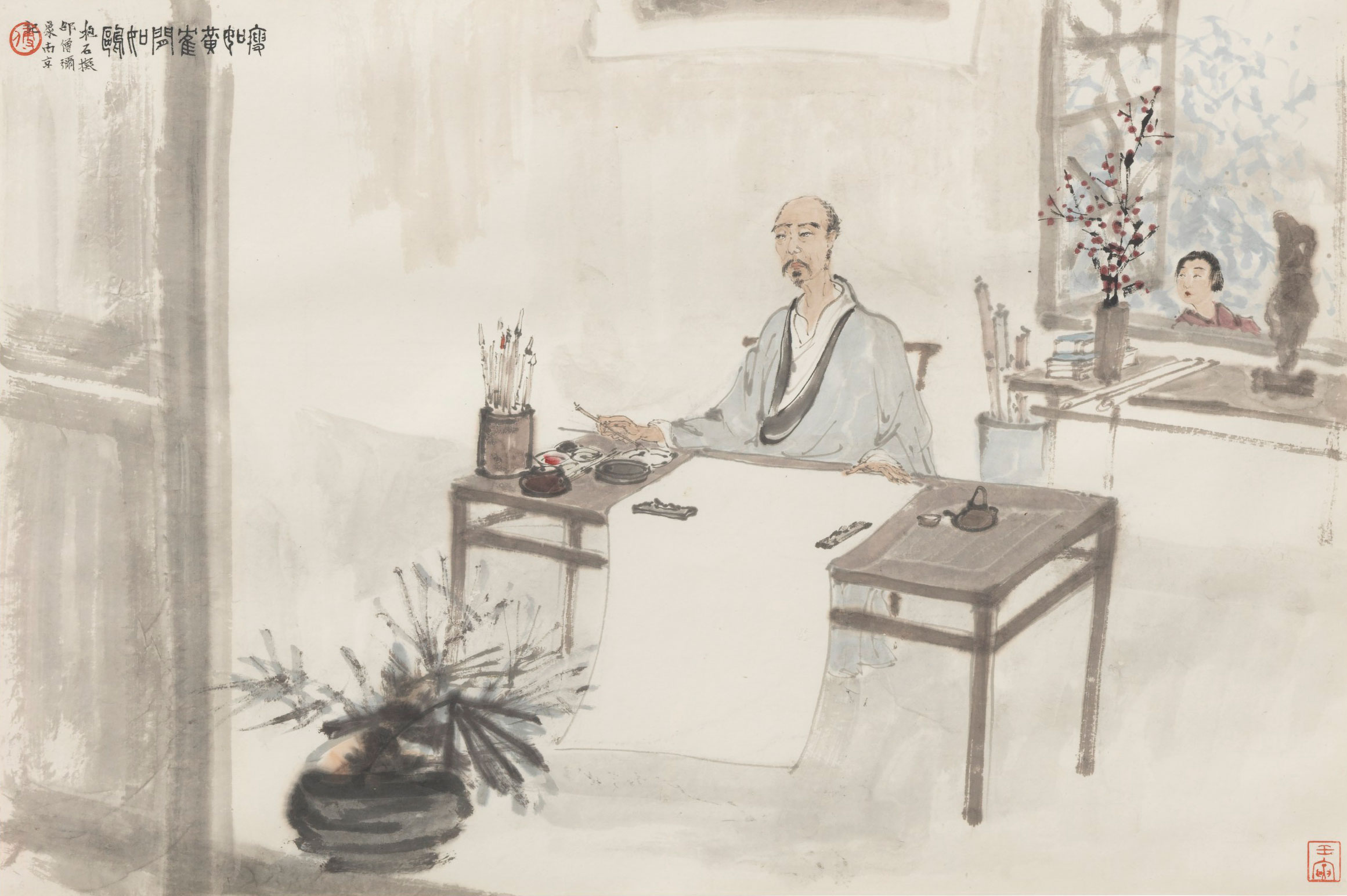 Fu Baoshi (China, 1904-1965), Lithe like a crane, leisurely like a seagull. 17¾ x 26⅝  in (45.2 x 67.8  cm). Sold for $1,815,000 on 20 March 2019 at Christie’s in New York