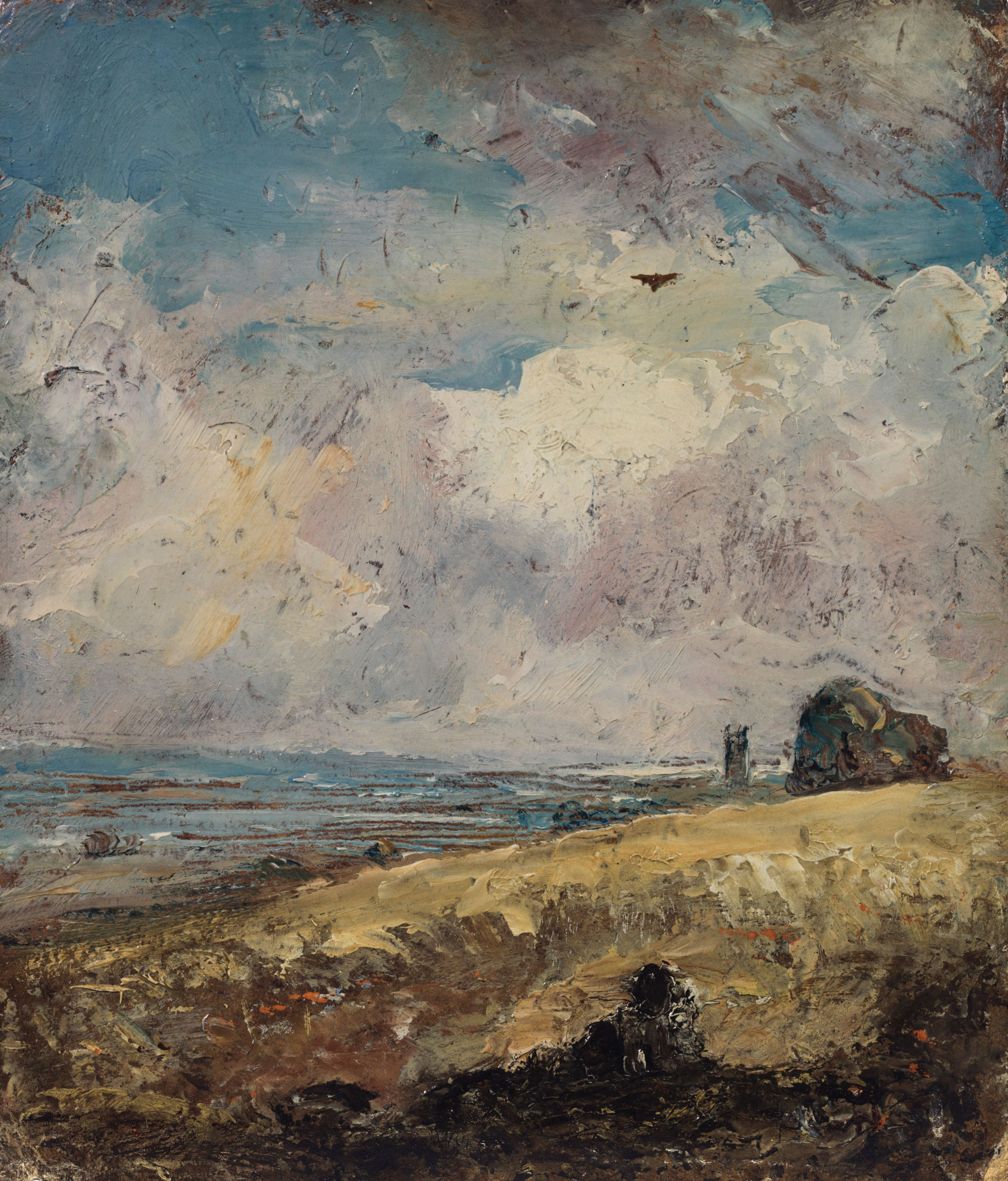 John Constable, R.A. (1776-1837), The Skylark, Dedham (recto); Study of a Cow Standing in a Stream (verso). Oil on board. 9 x 8 in (22.8 x 20.3 cm). Estimate: $800,000-1,200,000.  Offered in Old Masters&nbsp;on 1 May at Christie&rsquo;s in New York