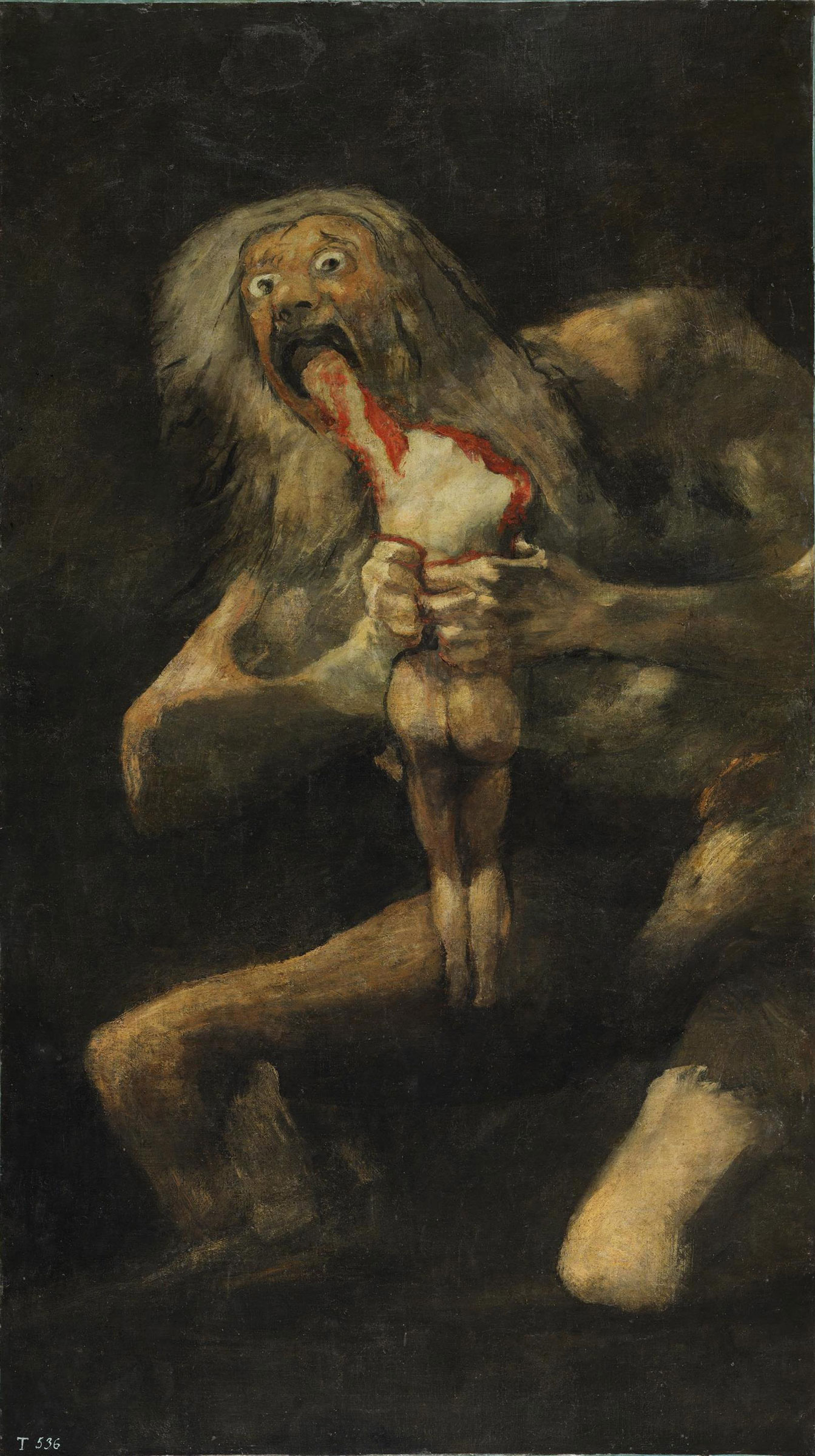 Francisco de Goya y Lucientes (1746-1828), Saturn Devouring One of His Sons, 1821-23. Mural transferred to canvas. 143.5 x 81.4 cm. Prado, Madrid, Spain / Bridgeman Images