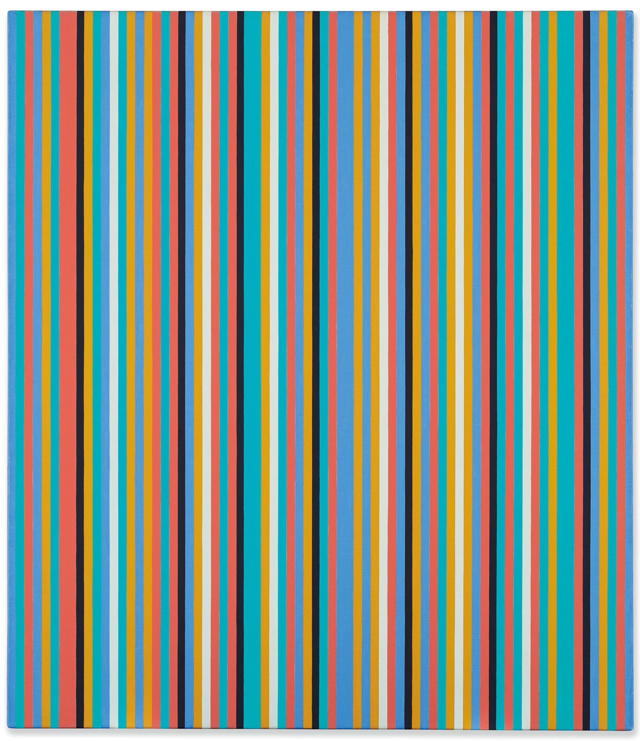 布麗姬特·萊利,《鳴鳥》,1982年作。油彩 麻布,42 x 36吋(106.7 x 91.4公分)。此拍品於3月14日在佳士得倫敦佐治·米高藝術珍藏拍賣中呈獻。