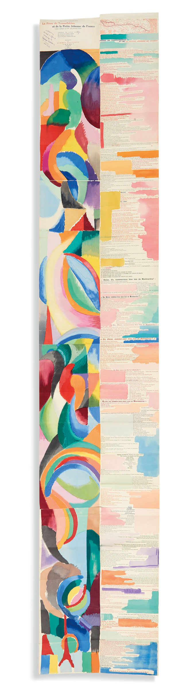 Blaise Cendrars and Sonia Delaunay, La Prose du Transsib&eacute;rien et de la petite Jehanne de France (The Prose of the Trans-Siberian and the Little Jehanne of France), 1964. Dimensions: approximately 2051 x 360  mm. Estimate: &euro;150,000-200,000. This lot is offered in Marc Litzler Library&nbsp;on February 20 2019 at Christie&rsquo;s in Paris