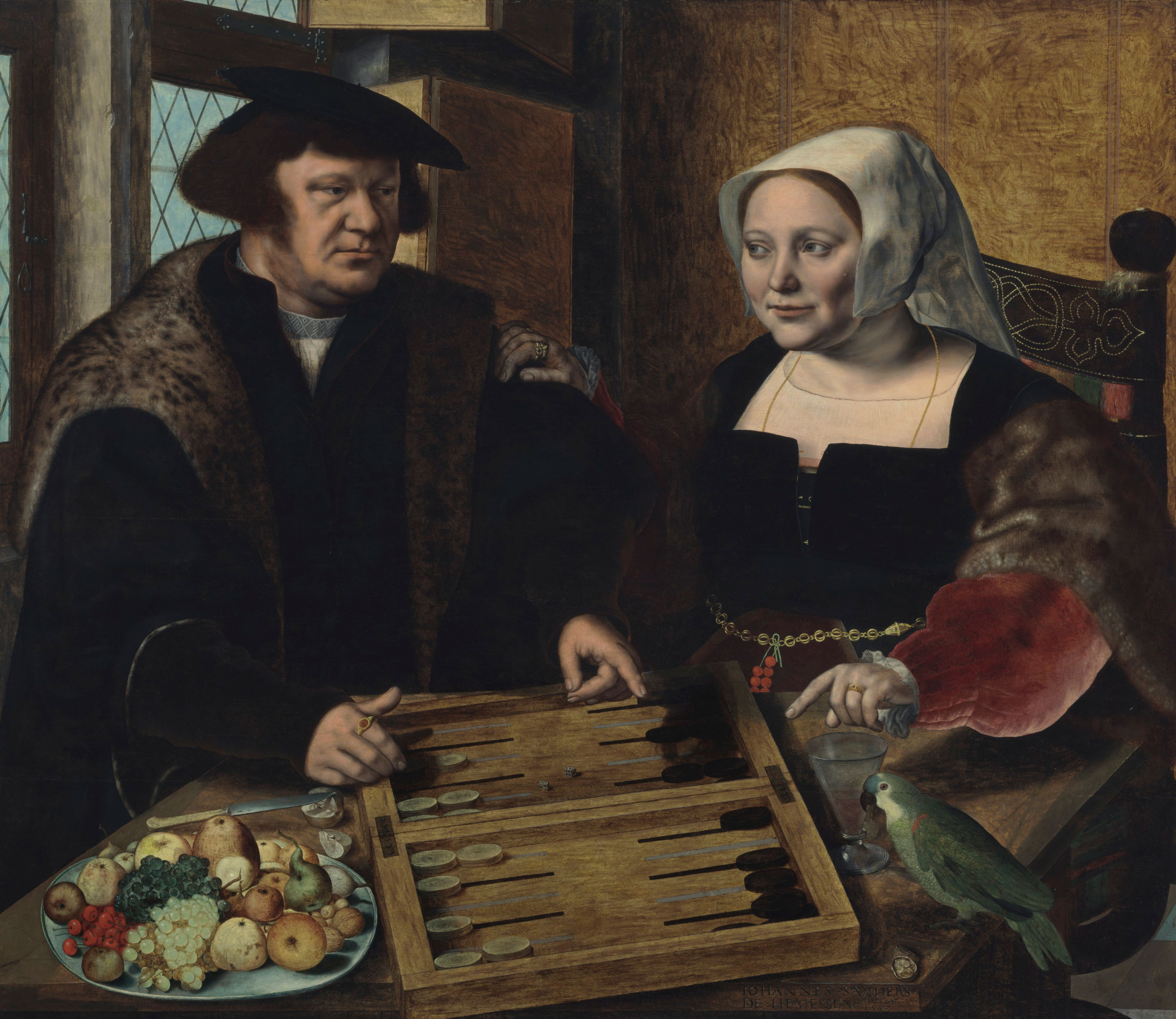 Jan Sanders van Hemessen (c. 1504-1556), Double Portrait of a Husband and Wife, Half-Length, Seated at a Table, 1532. Oil on panel. 43¾ x 50¼ in (111.1 x 127.6 cm). Estimate: $4-6 million. Offered in
Old Masters on 1 May 2019 at Christie’s in New York